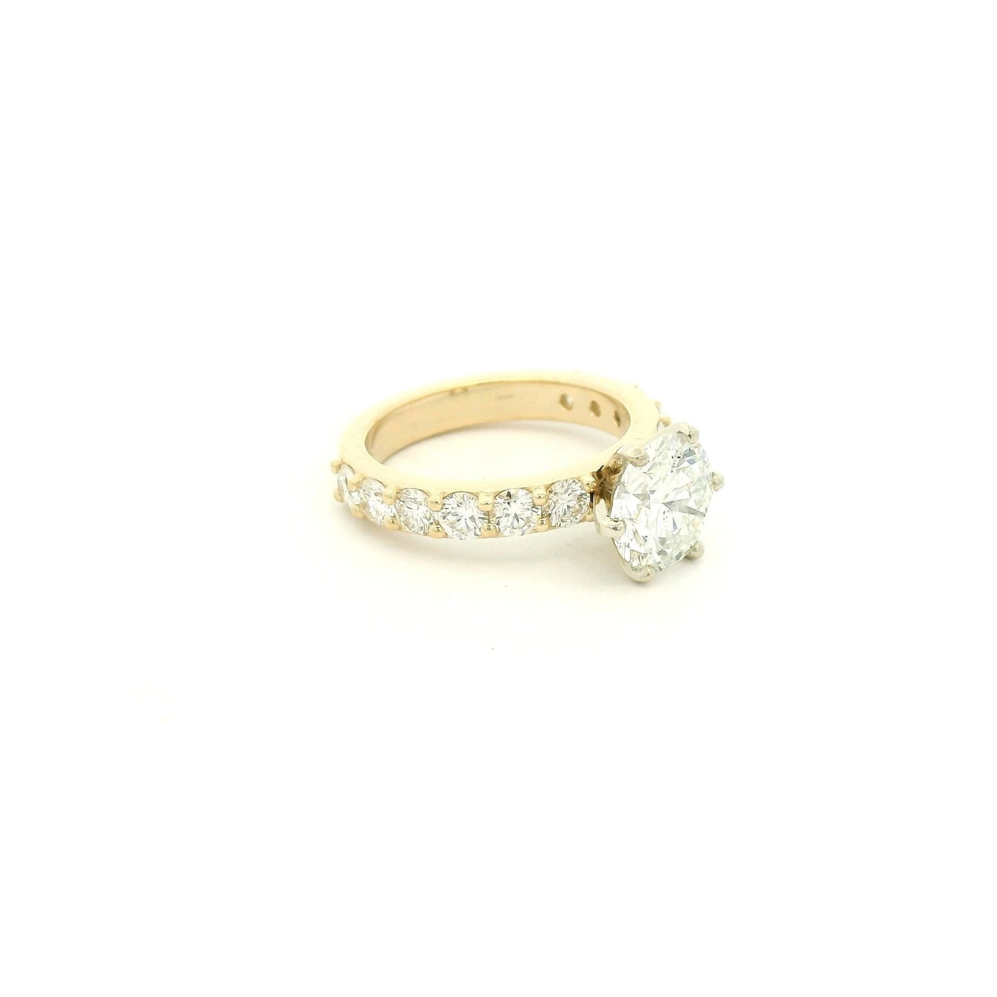 Custom 2.05ct F, VS1 Round Brilliant Cut Diamond Engagement Rihgh With Diamonds Down Band - Forever Rox Fine Jewelry