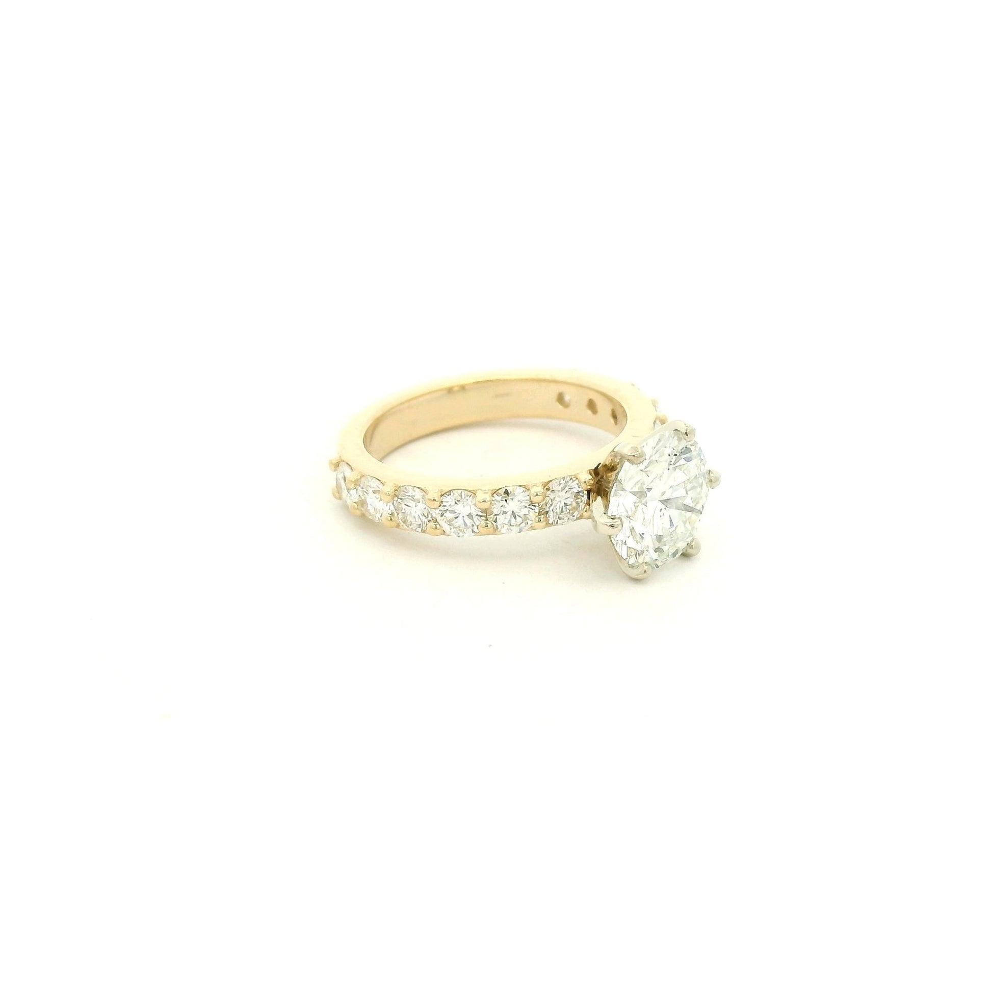 Custom 2.05ct F, VS1 Round Brilliant Cut Diamond Engagement Rihgh With Diamonds Down Band - Forever Rox Fine Jewelry