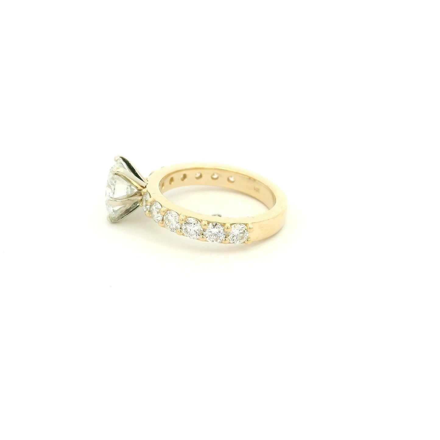 Custom 2.05ct F, VS1 Round Brilliant Cut Diamond Engagement Rihgh With Diamonds Down Band - Forever Rox Fine Jewelry