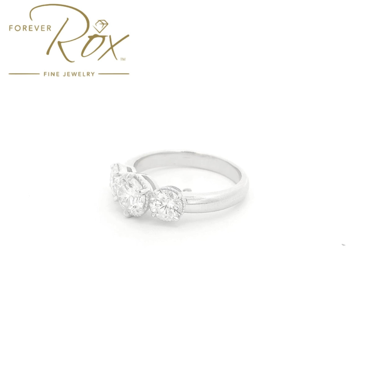 Custom 3 Diamond Milgrain Bezel Wedding Ring - Forever Rox Fine Jewelry