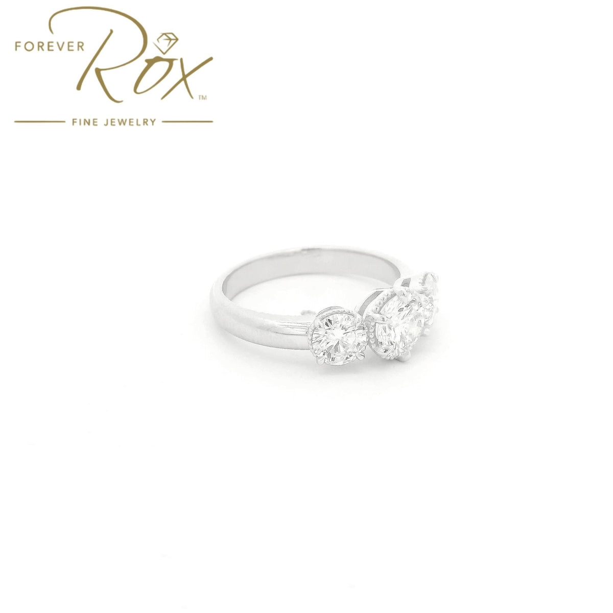 Custom 3 Diamond Milgrain Bezel Wedding Ring - Forever Rox Fine Jewelry