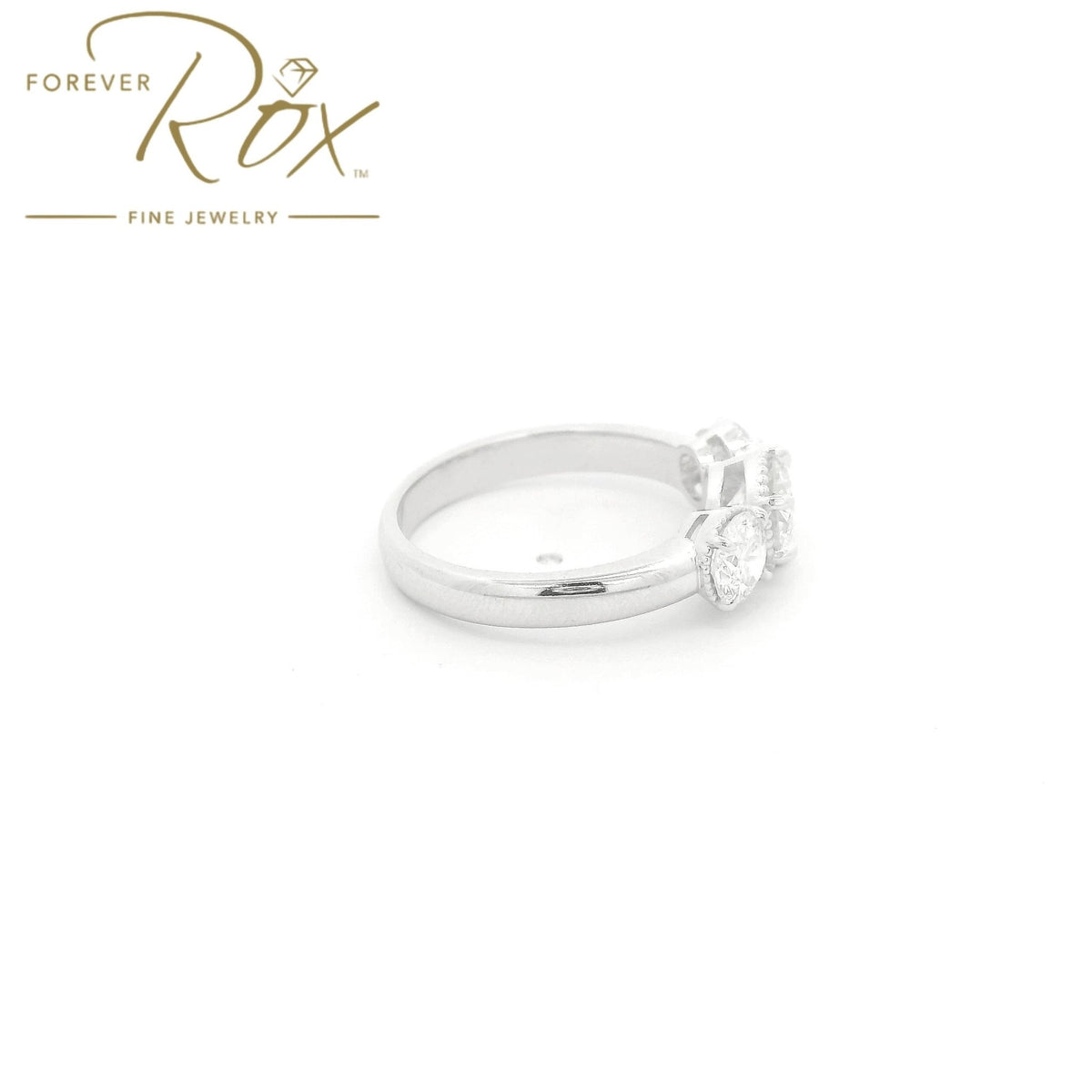 Custom 3 Diamond Milgrain Bezel Wedding Ring - Forever Rox Fine Jewelry