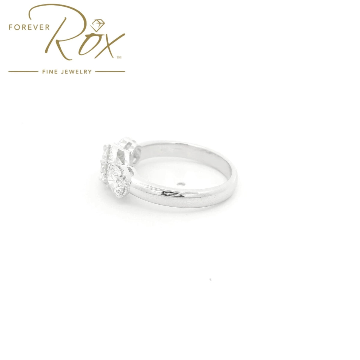 Custom 3 Diamond Milgrain Bezel Wedding Ring - Forever Rox Fine Jewelry