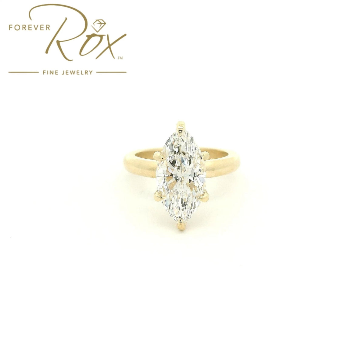 Custom 3.07ct F VVS2 Marquise Cut Diamond Solitaire Ring - Forever Rox Fine Jewelry