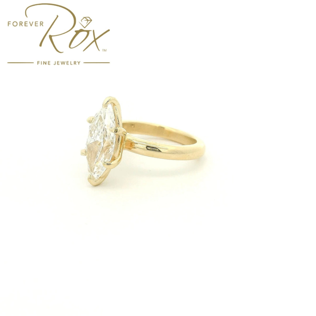 Custom 3.07ct F VVS2 Marquise Cut Diamond Solitaire Ring - Forever Rox Fine Jewelry