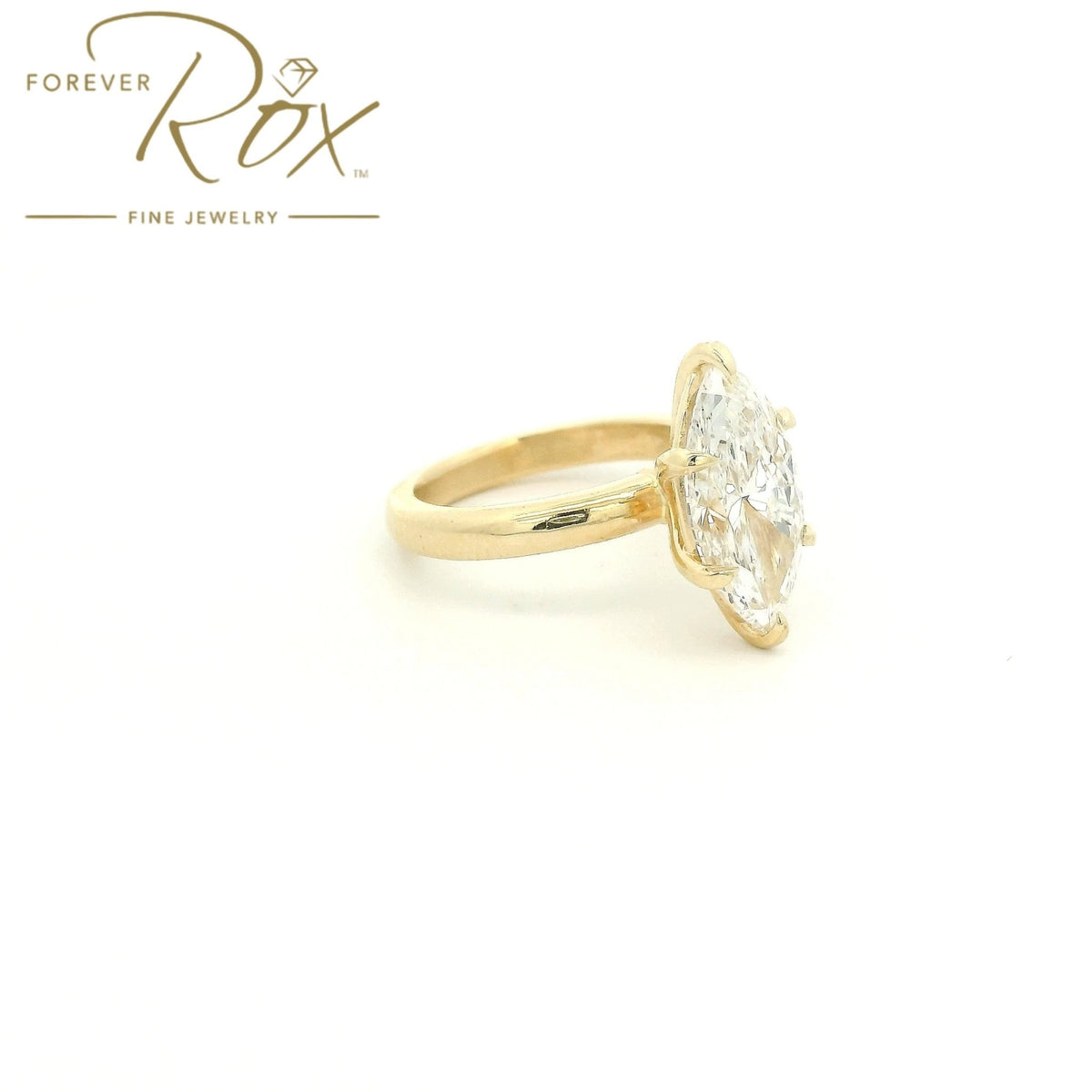 Custom 3.07ct F VVS2 Marquise Cut Diamond Solitaire Ring - Forever Rox Fine Jewelry