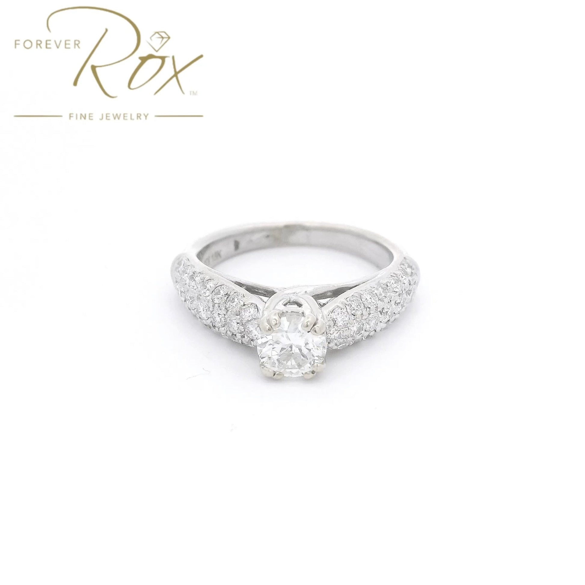 Custom .59ct European Cut Diamond & Pavé Set Diamond Bridal Ring - Forever Rox Fine Jewelry