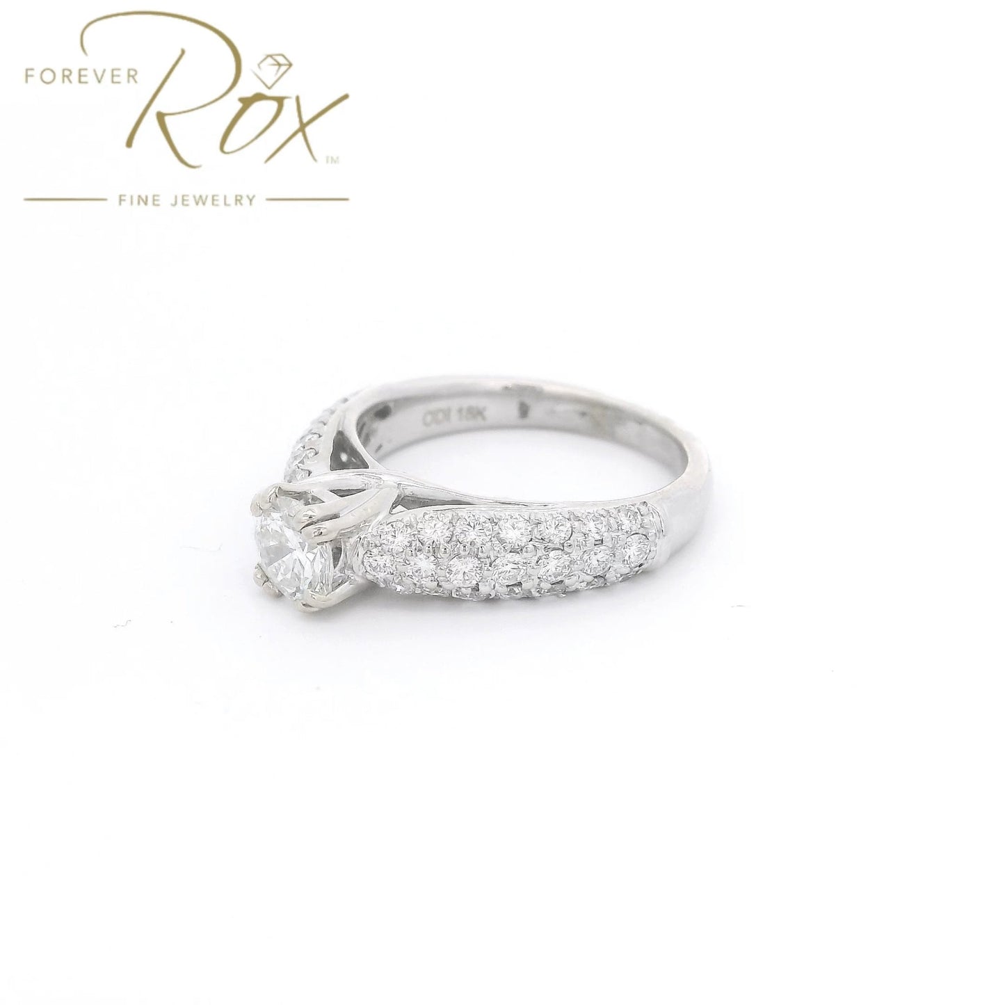Custom .59ct European Cut Diamond & Pavé Set Diamond Bridal Ring - Forever Rox Fine Jewelry
