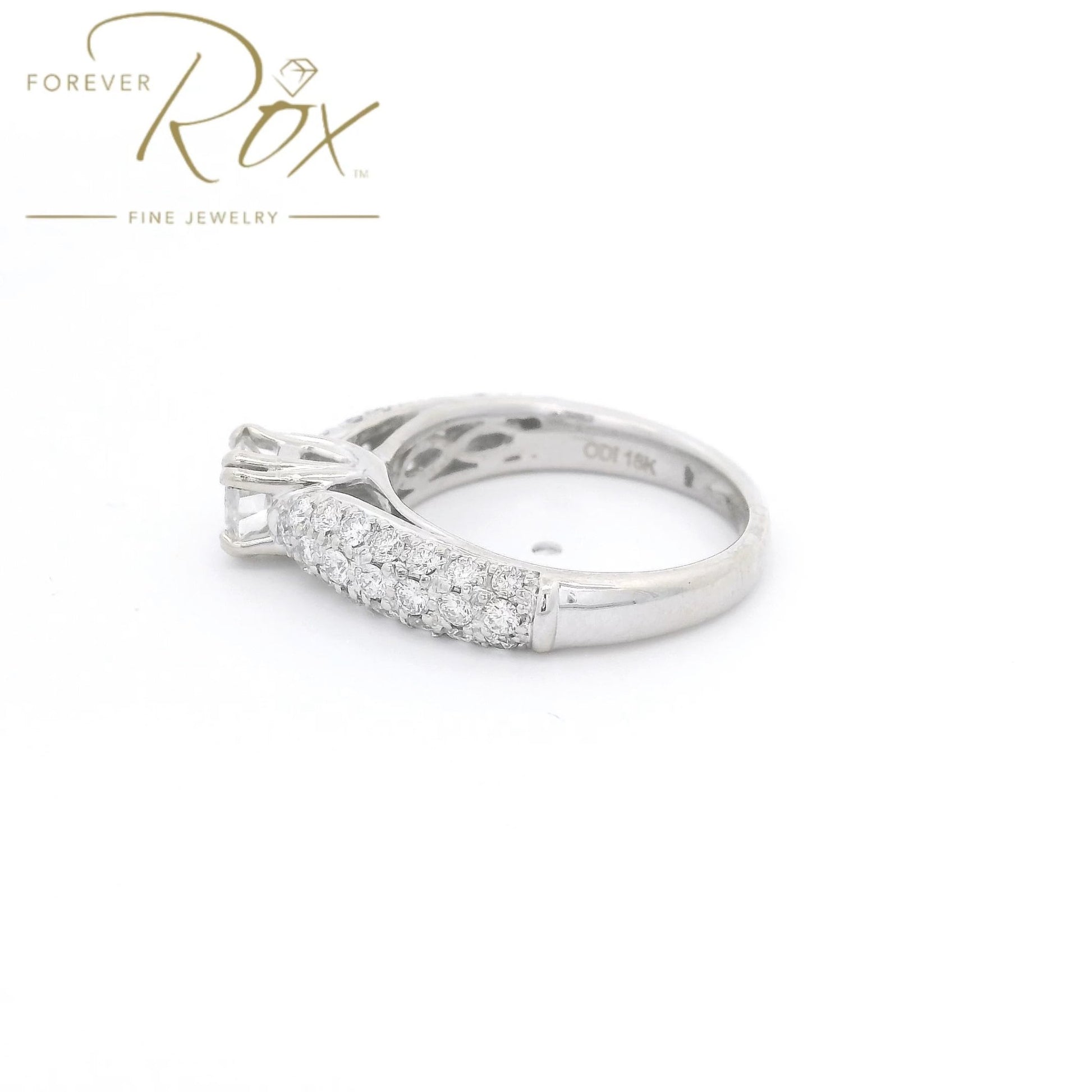 Custom .59ct European Cut Diamond & Pavé Set Diamond Bridal Ring - Forever Rox Fine Jewelry