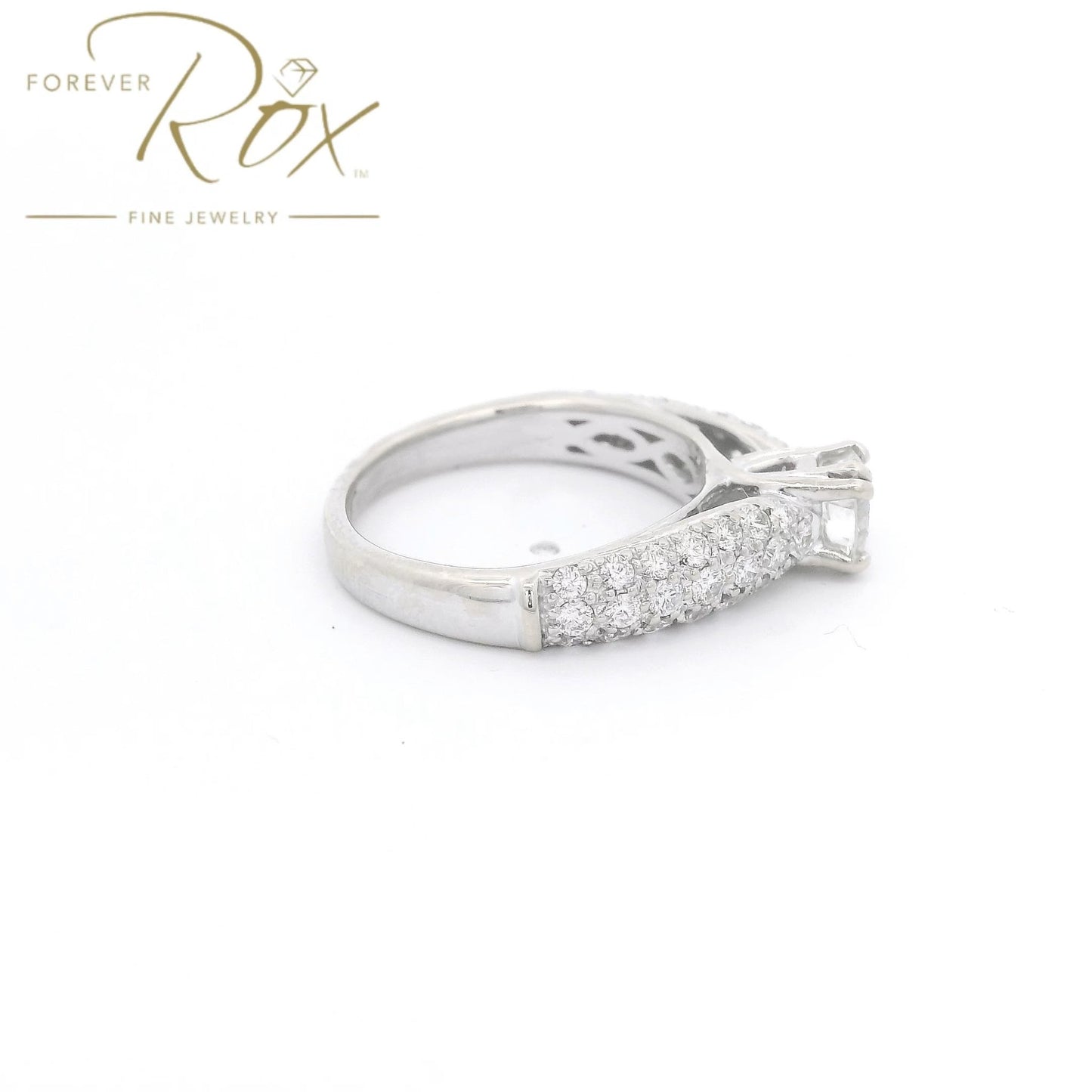 Custom .59ct European Cut Diamond & Pavé Set Diamond Bridal Ring - Forever Rox Fine Jewelry