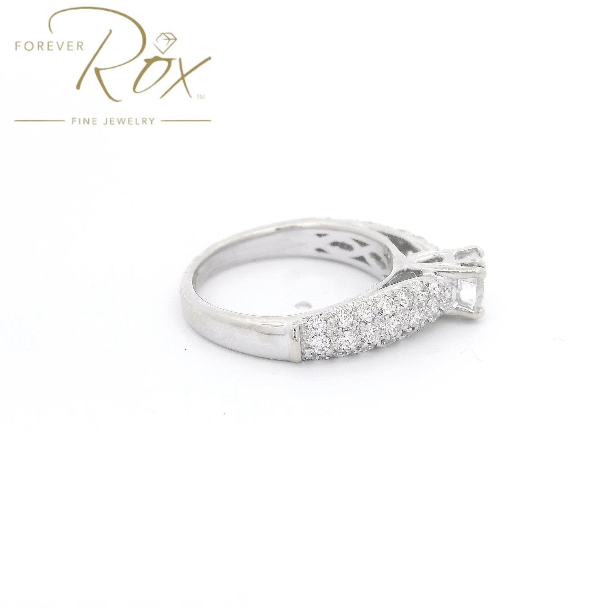 Custom .59ct European Cut Diamond & Pavé Set Diamond Bridal Ring - Forever Rox Fine Jewelry