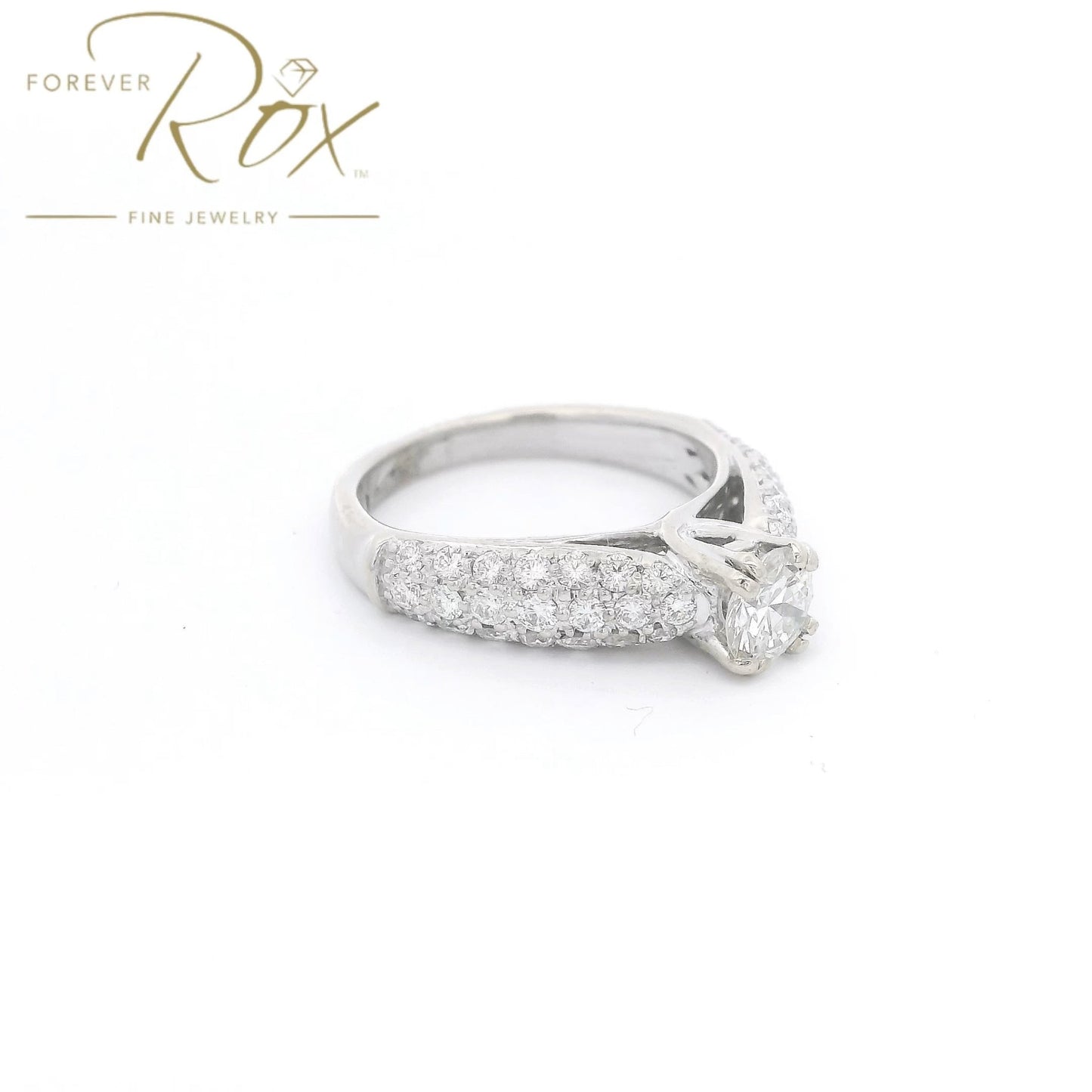 Custom .59ct European Cut Diamond & Pavé Set Diamond Bridal Ring - Forever Rox Fine Jewelry