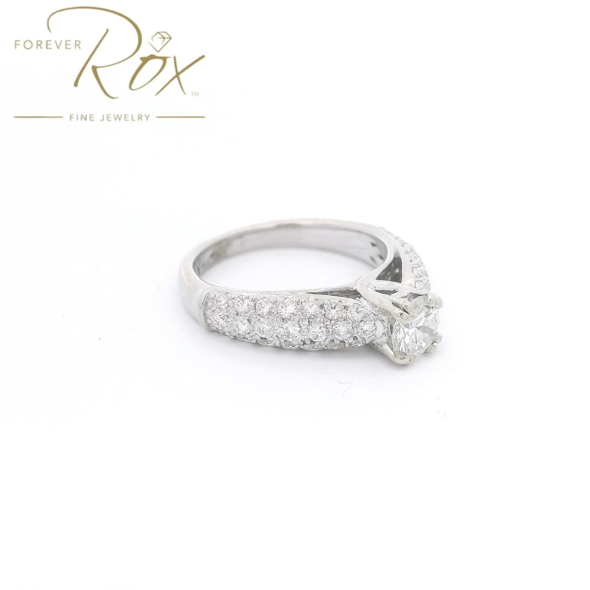Custom .59ct European Cut Diamond & Pavé Set Diamond Bridal Ring - Forever Rox Fine Jewelry