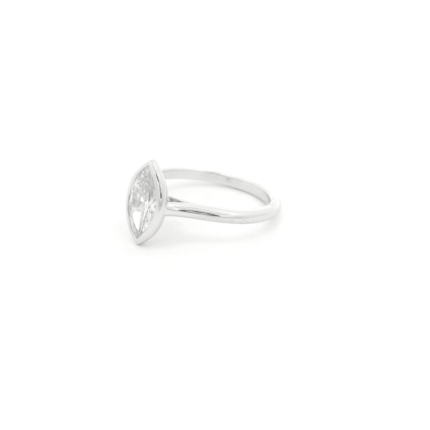 Custom Bezel Set 1.04ct Marquise Cut Diamond Platinum Ring - Forever Rox Fine Jewelry