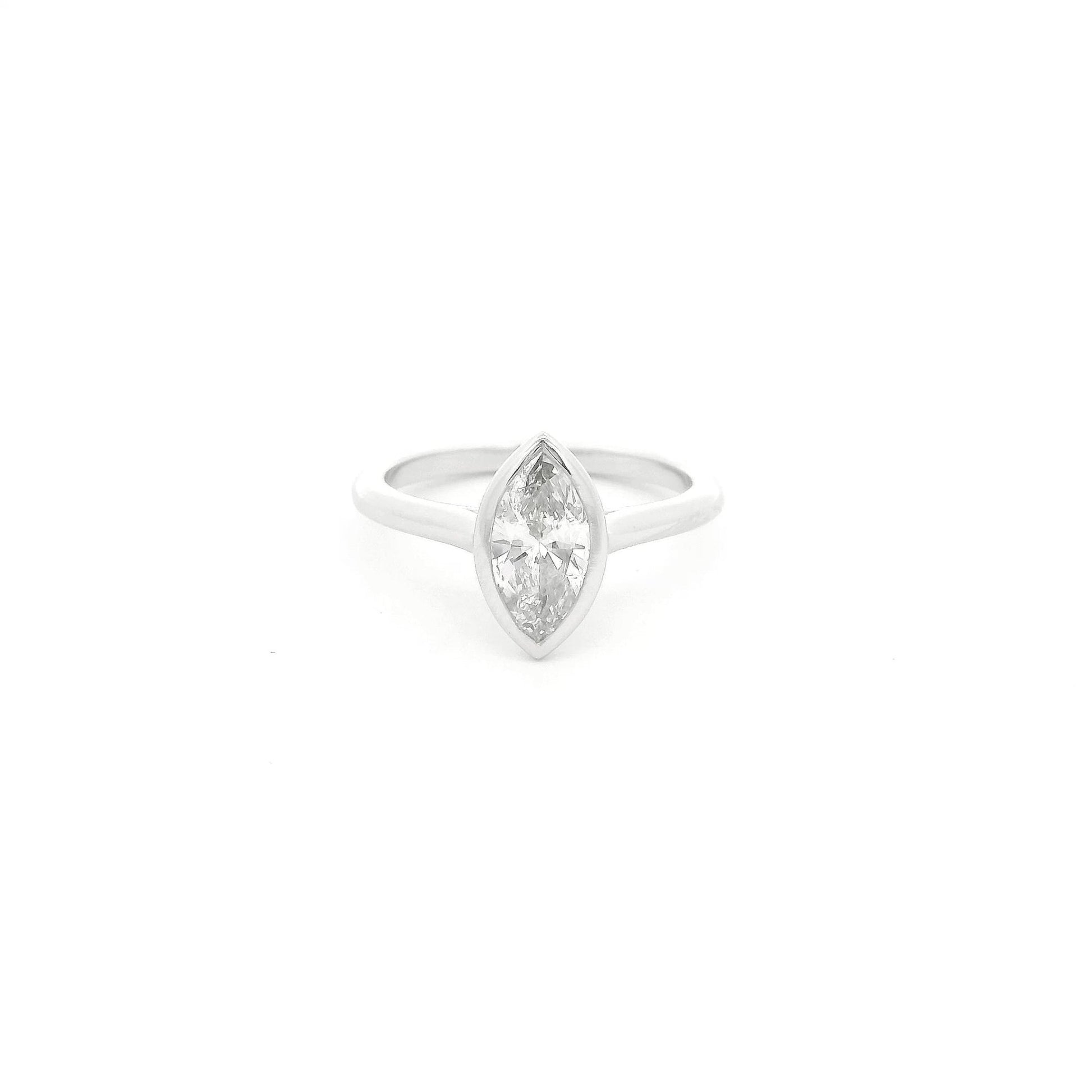 Custom Bezel Set 1.04ct Marquise Cut Diamond Platinum Ring - Forever Rox Fine Jewelry