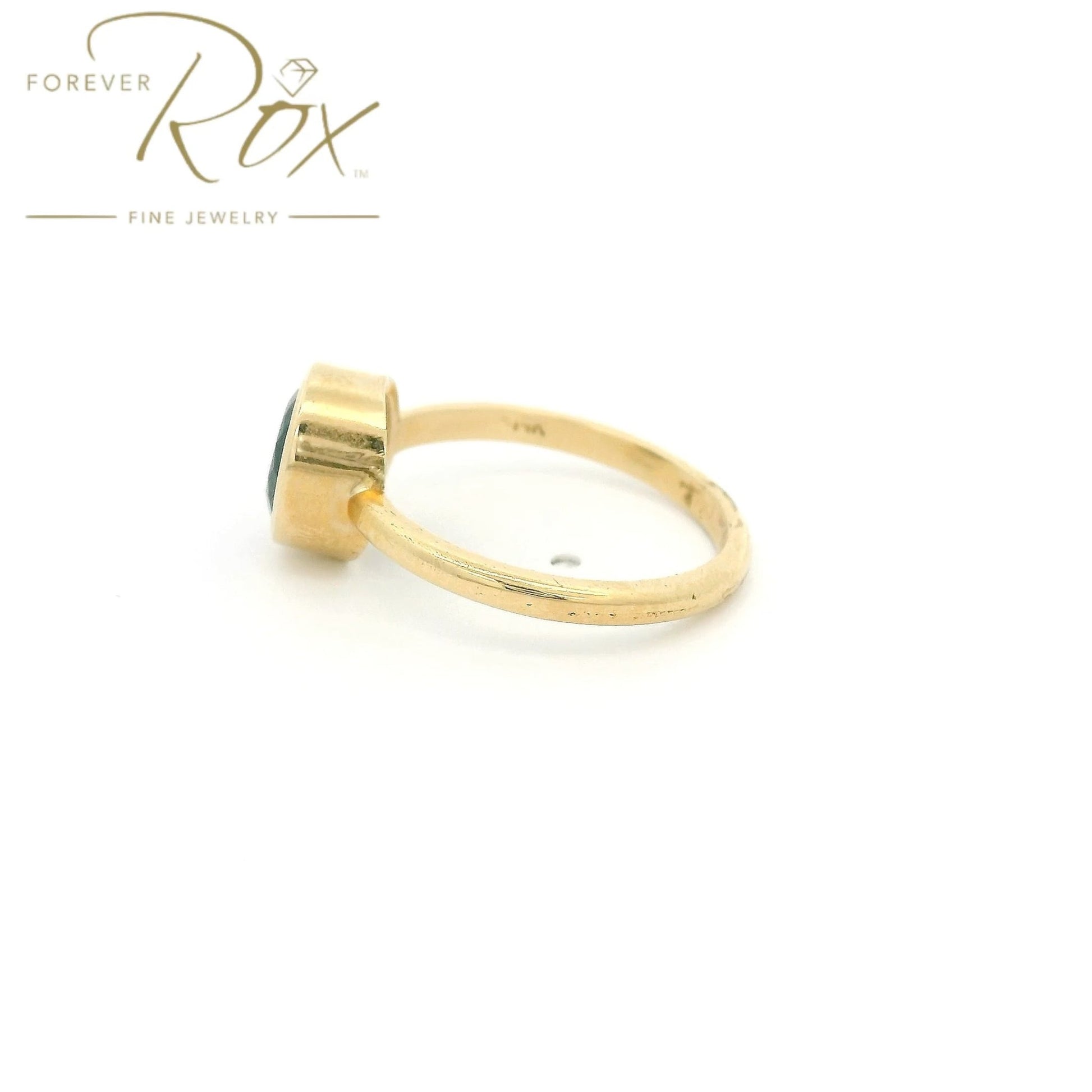 Custom Bezel Set Round Cut Blue Indicolite Tourmaline Ring - Forever Rox Fine Jewelry