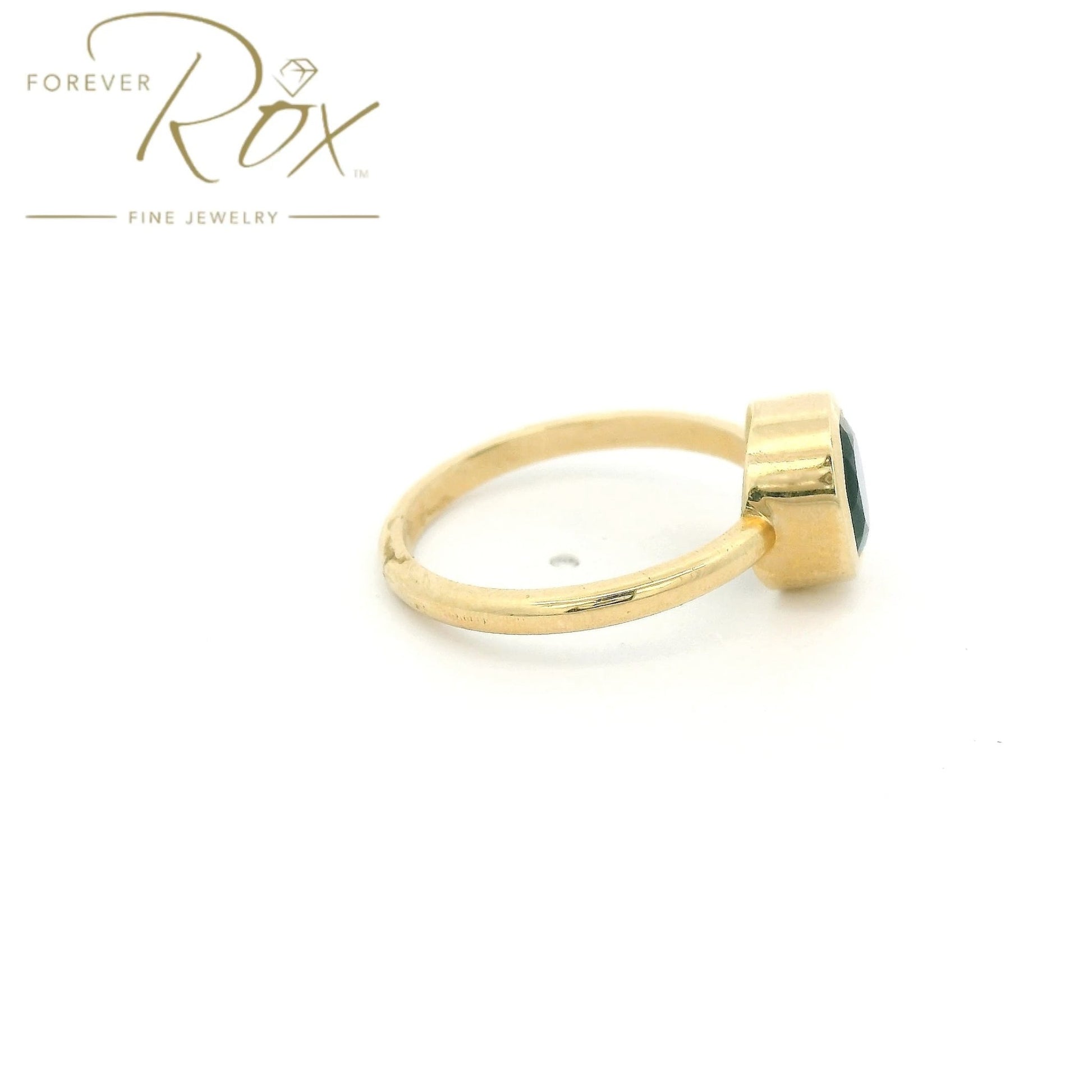 Custom Bezel Set Round Cut Blue Indicolite Tourmaline Ring - Forever Rox Fine Jewelry