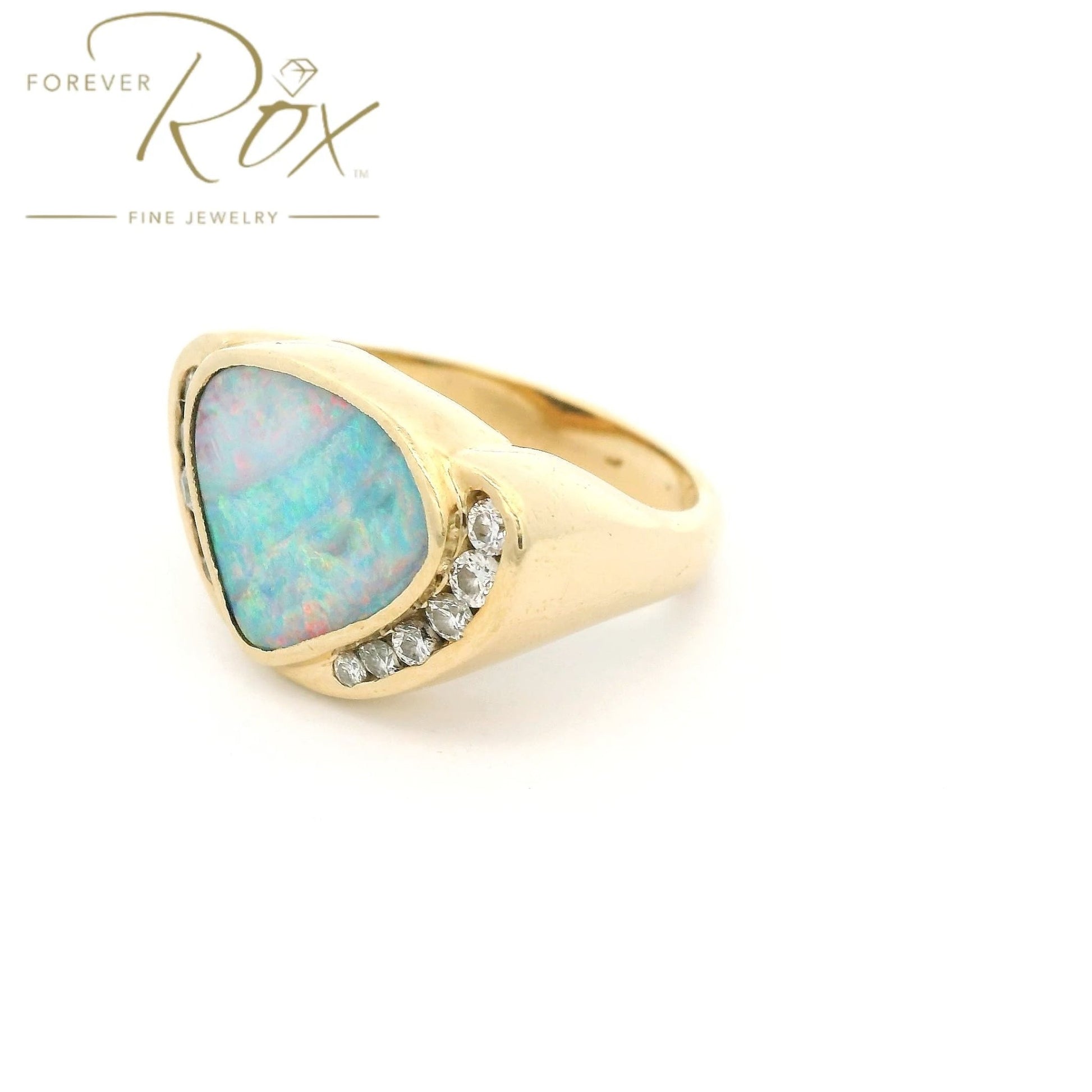 Custom Boulder Opal Ring with Diamonds - Forever Rox Fine Jewelry