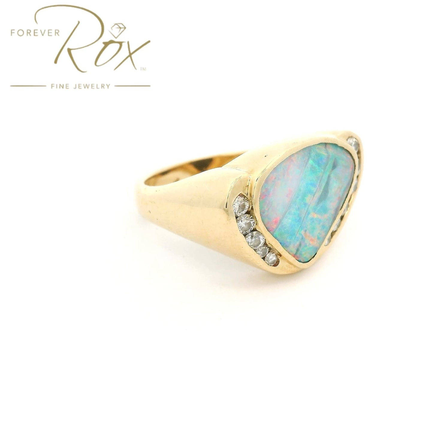 Custom Boulder Opal Ring with Diamonds - Forever Rox Fine Jewelry