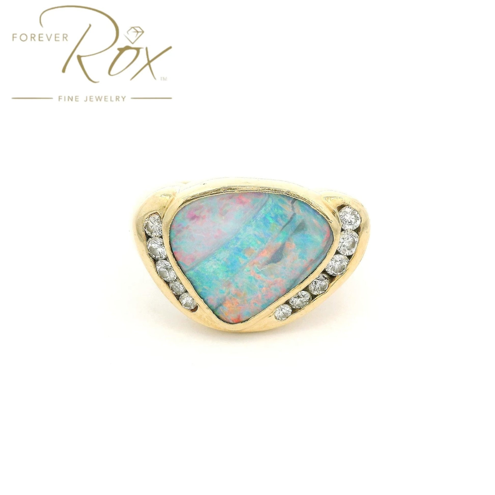 Custom Boulder Opal Ring with Diamonds - Forever Rox Fine Jewelry