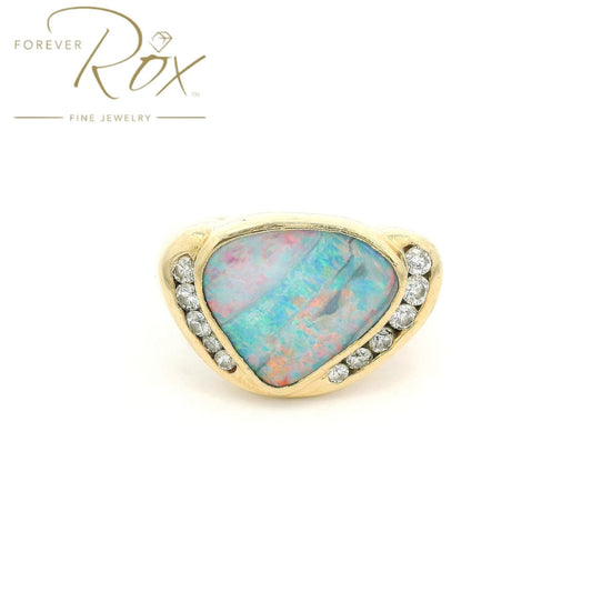 Custom Boulder Opal Ring with Diamonds - Forever Rox Fine Jewelry