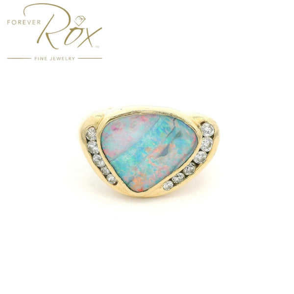 Custom Boulder Opal Ring with Diamonds - Forever Rox Fine Jewelry