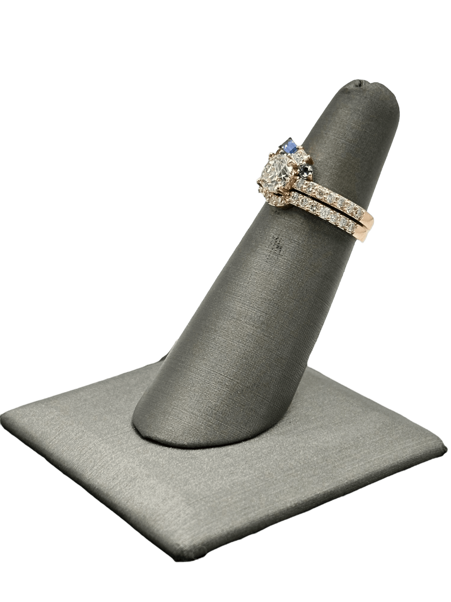 Custom Diamond and Color Stone Ring with Matching Fitted Band - Forever Rox