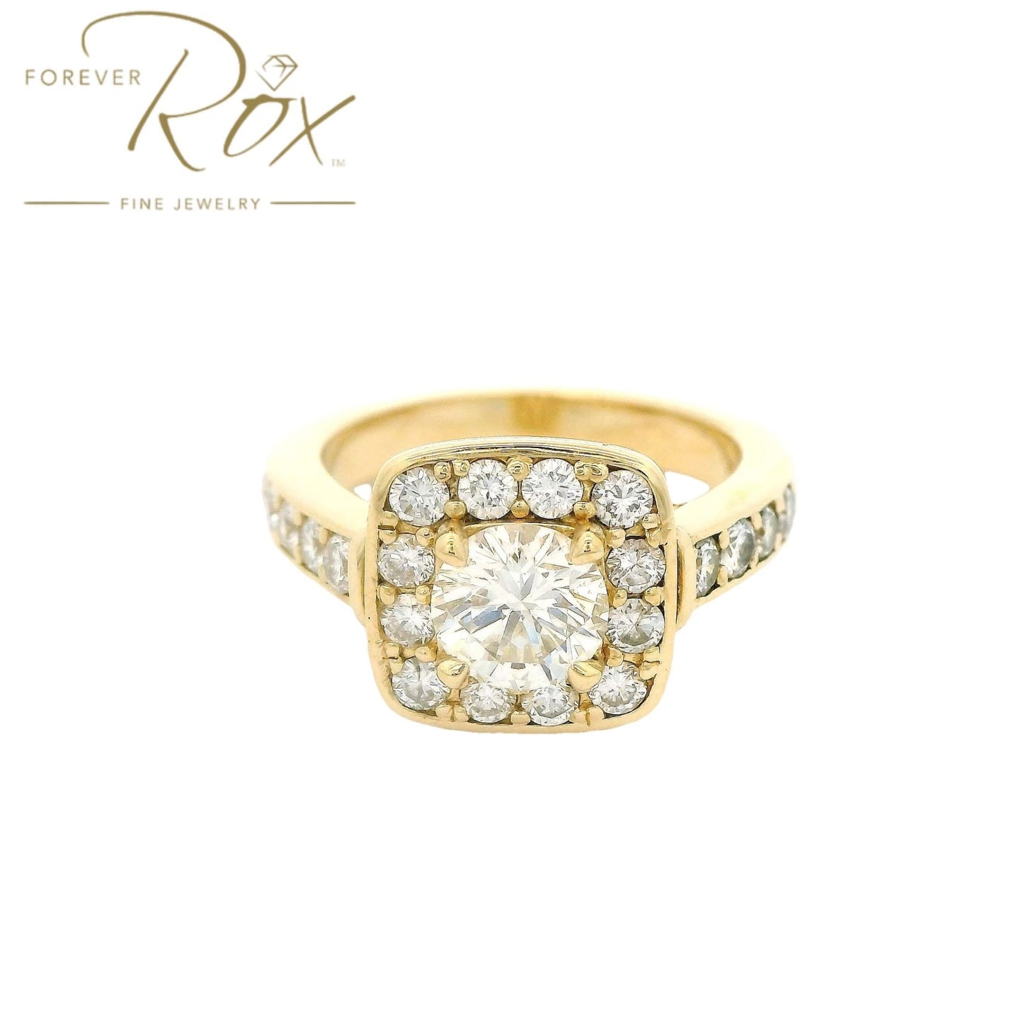 Custom Diamond Wedding Ring With a Diamond Halo & Down The Shank - Forever Rox