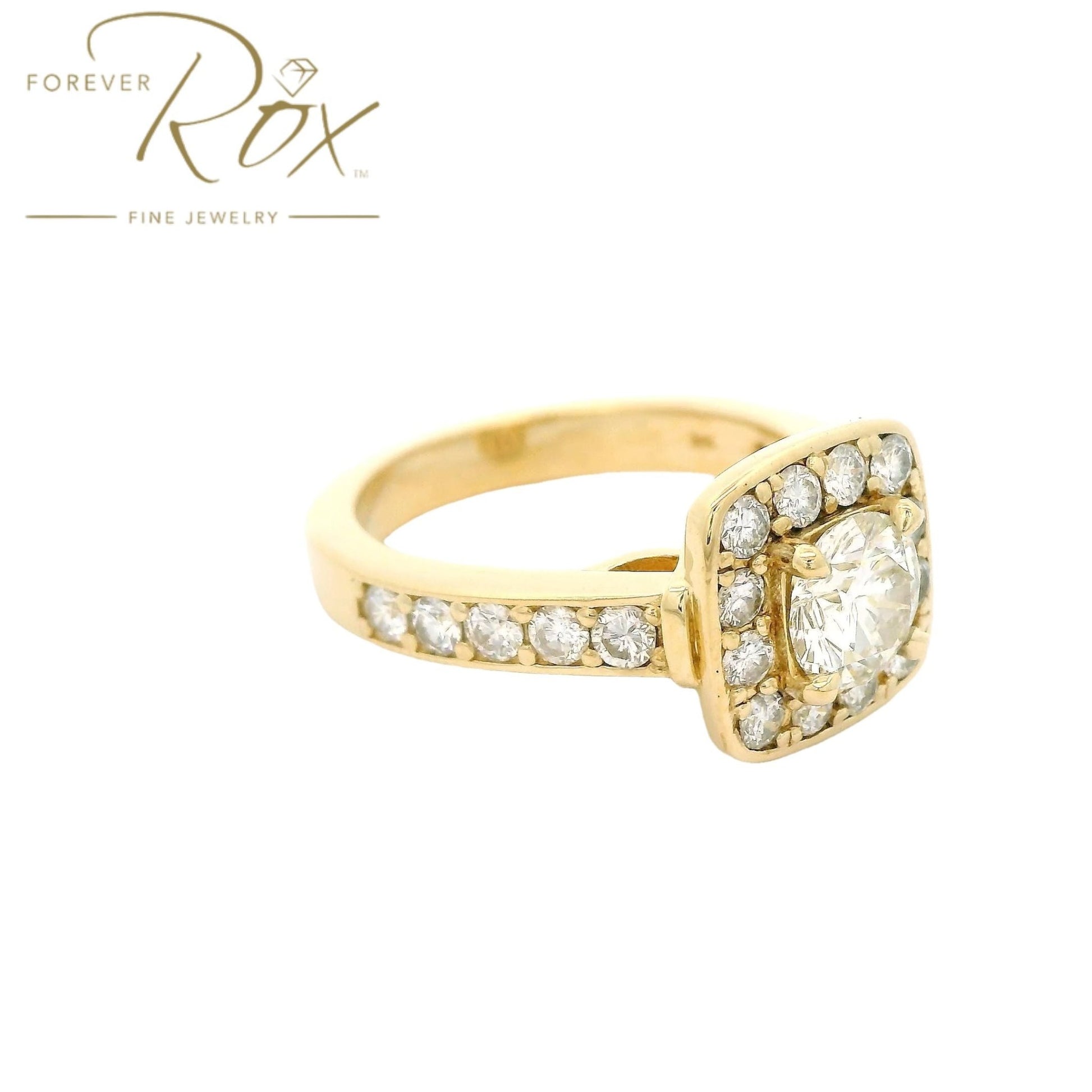 Custom Diamond Wedding Ring With a Diamond Halo & Down The Shank - Forever Rox
