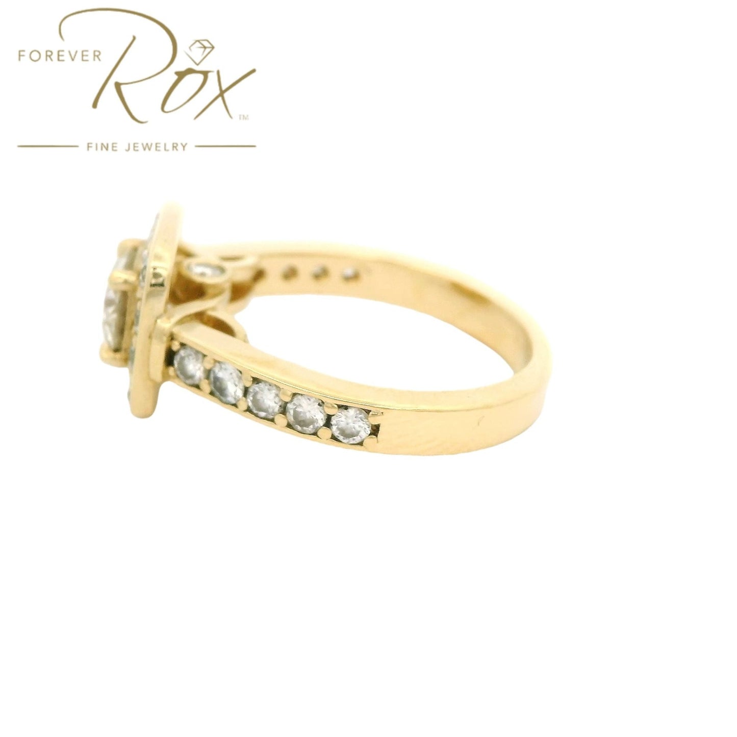 Custom Diamond Wedding Ring With a Diamond Halo & Down The Shank - Forever Rox