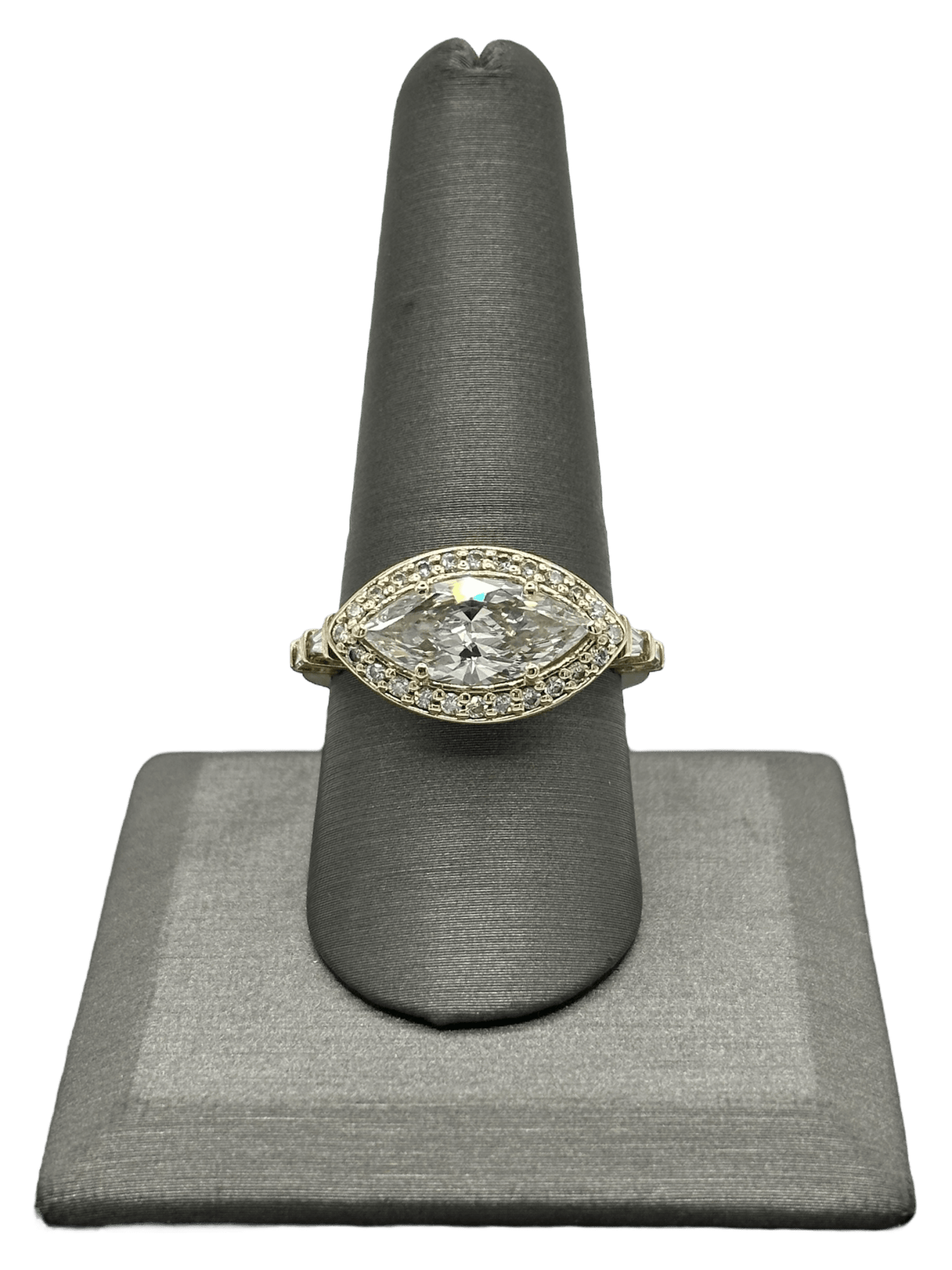 Custom East To West Marquise Diamond Ring With Round & Baguette Diamonds - Forever Rox