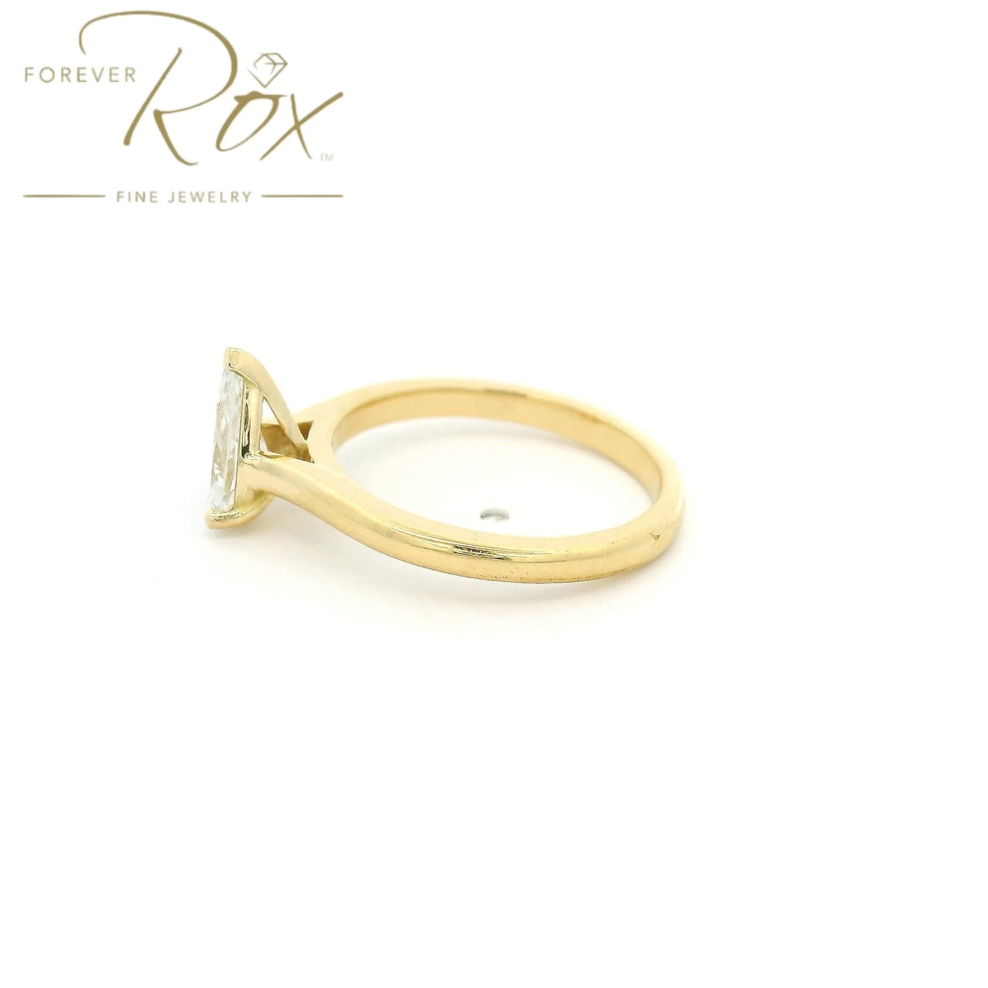 Custom Elongated Pear Shape Diamond Solitaire Ring - Forever Rox Fine Jewelry