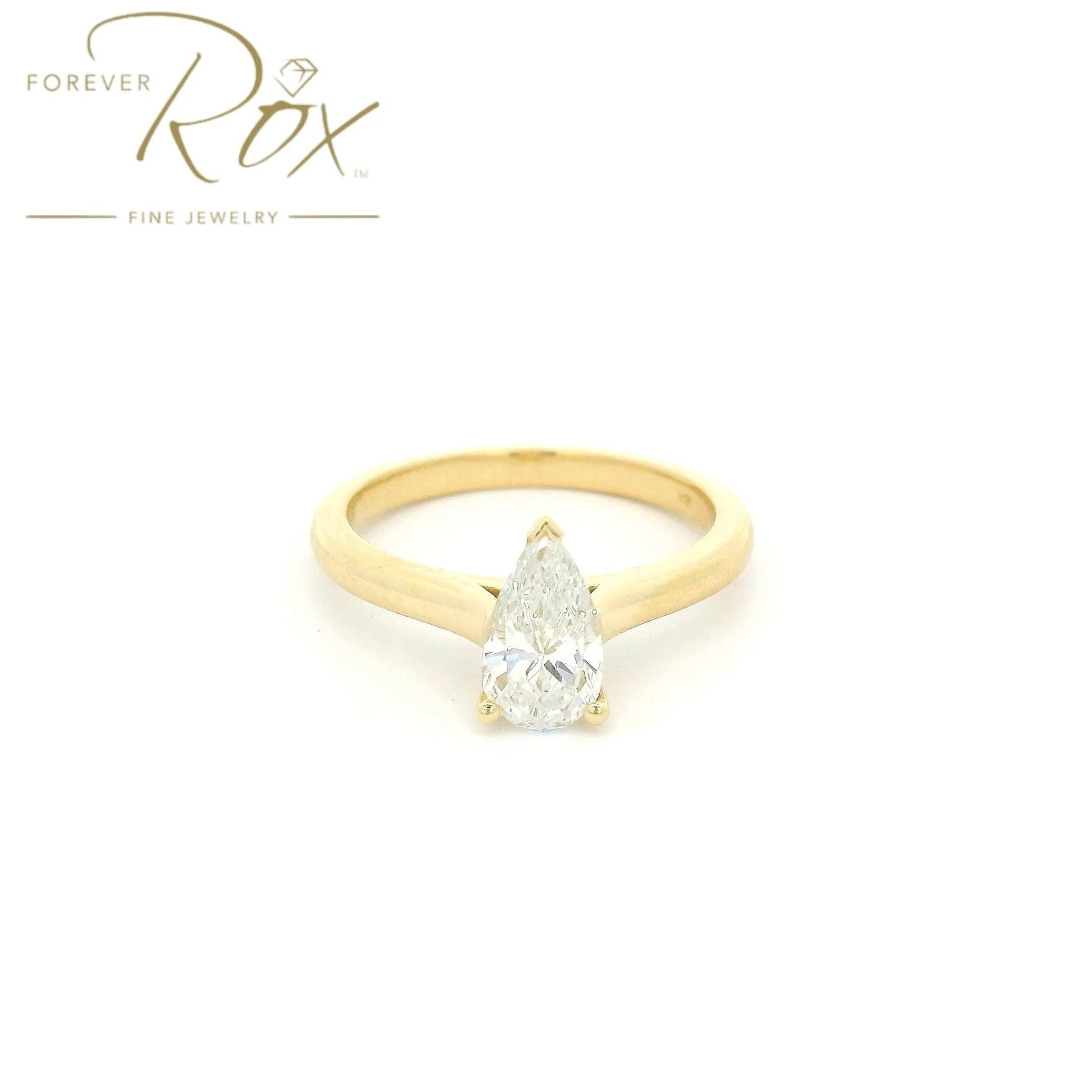 Custom Elongated Pear Shape Diamond Solitaire Ring - Forever Rox Fine Jewelry