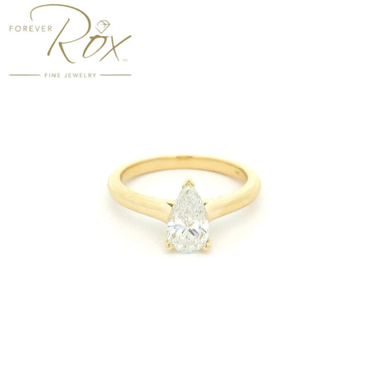 Custom Elongated Pear Shape Diamond Solitaire Ring - Forever Rox Fine Jewelry