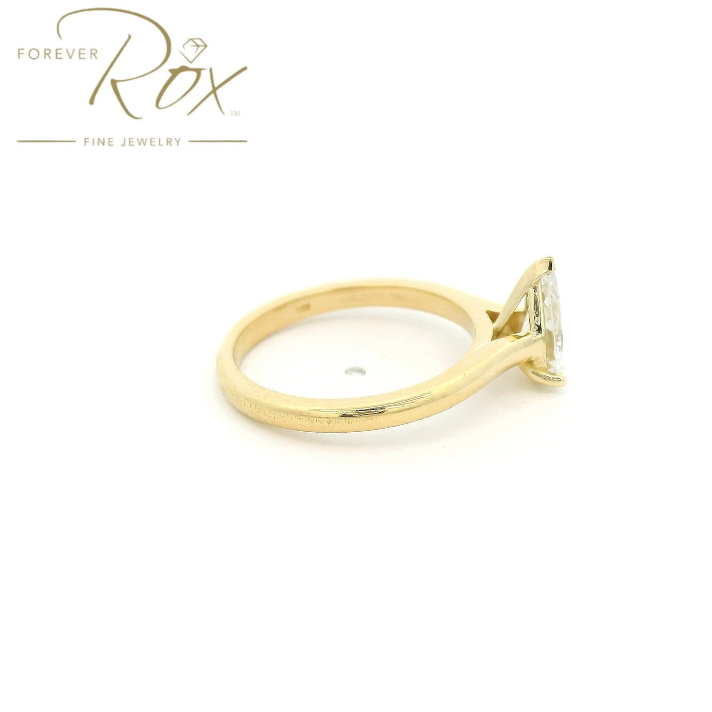 Custom Elongated Pear Shape Diamond Solitaire Ring - Forever Rox Fine Jewelry