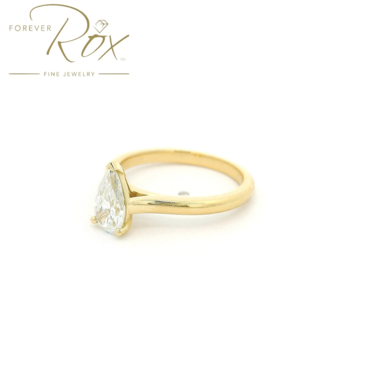 Custom Elongated Pear Shape Diamond Solitaire Ring - Forever Rox Fine Jewelry