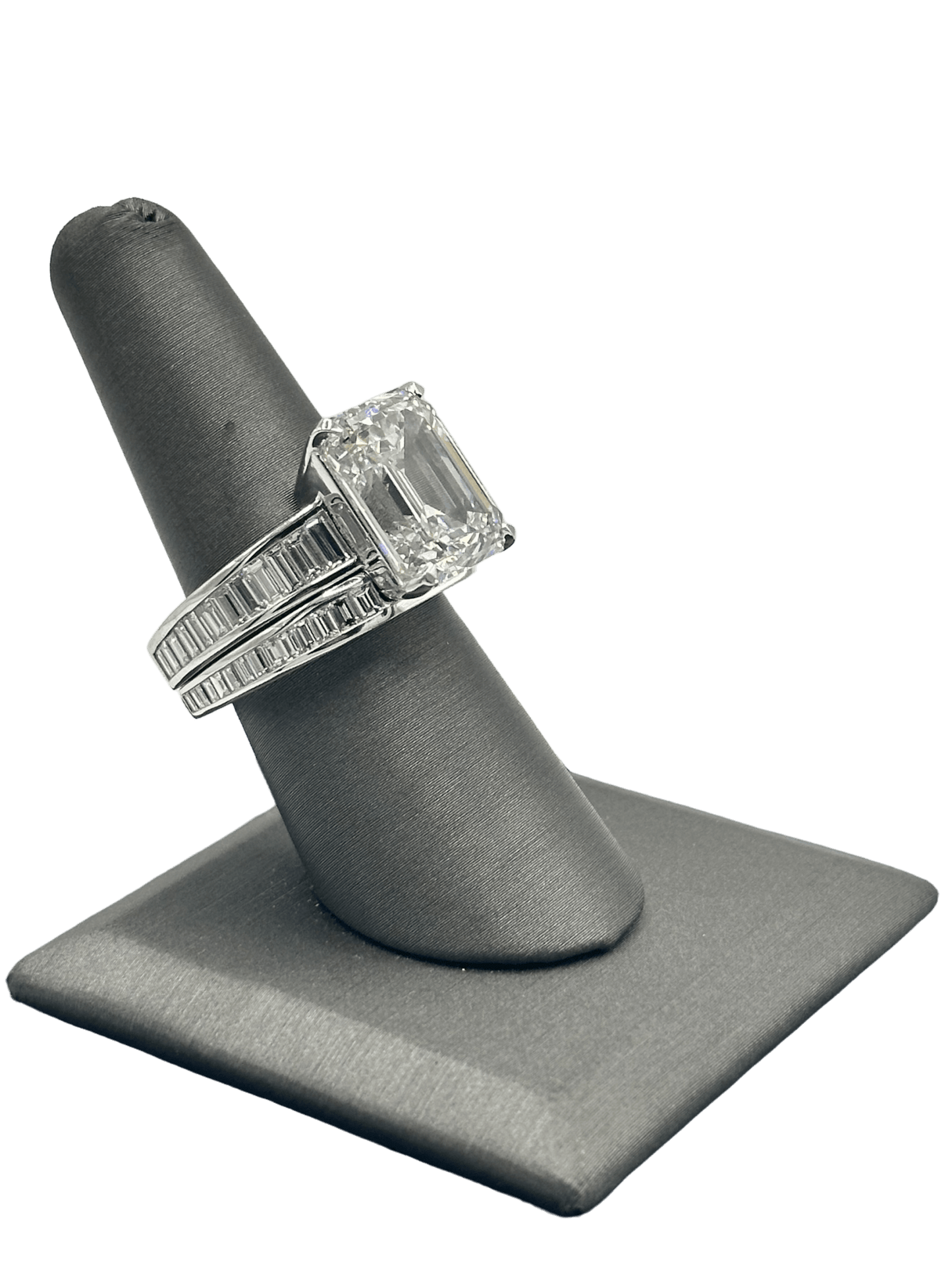 Custom Emerald Cut Diamond Ring With Fitted Emerald Cut Diamond Band - Forever Rox