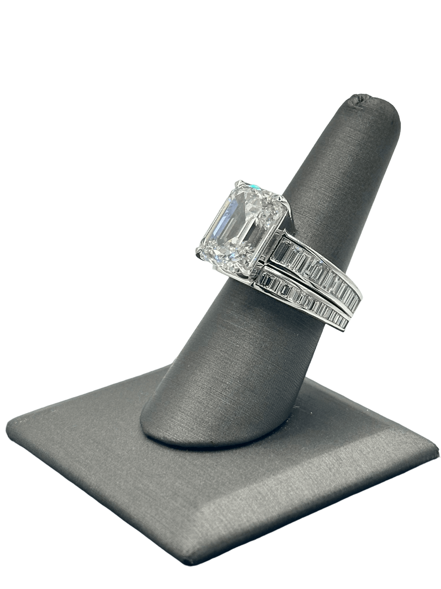 Custom Emerald Cut Diamond Ring With Fitted Emerald Cut Diamond Band - Forever Rox