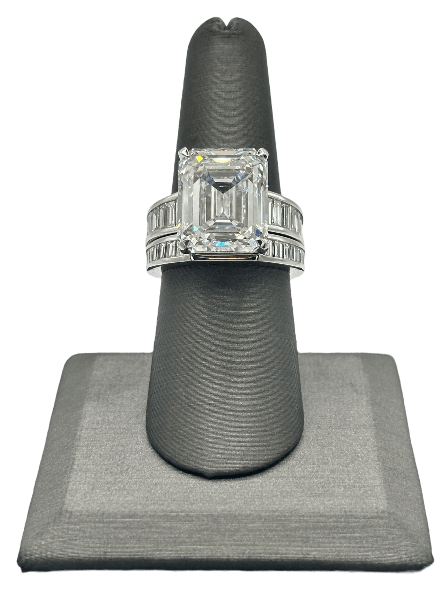 Custom Emerald Cut Diamond Ring With Fitted Emerald Cut Diamond Band - Forever Rox