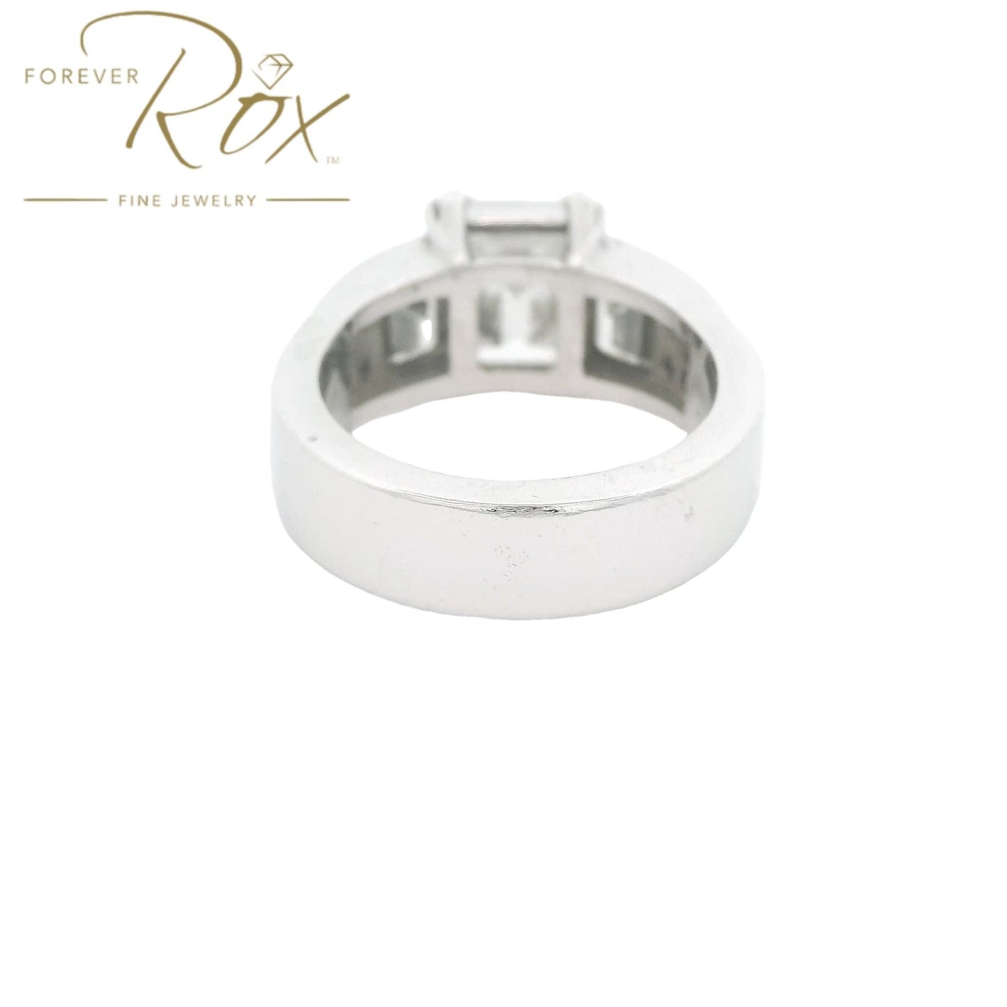 Custom Emerald Cut Diamond Wedding Ring With Square Emerald and Princess Cut Diamonds - Forever Rox