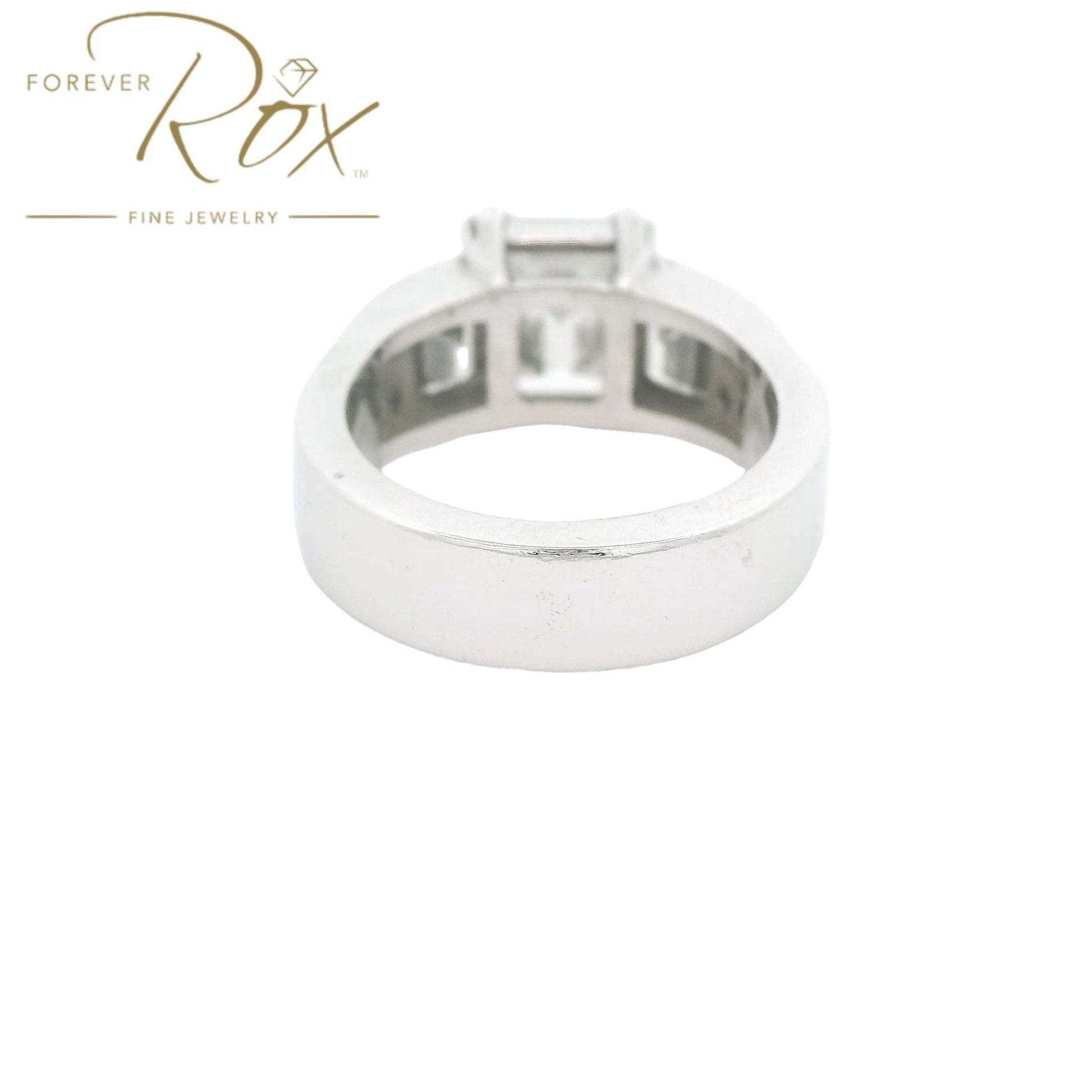 Custom Emerald Cut Diamond Wedding Ring With Square Emerald and Princess Cut Diamonds - Forever Rox