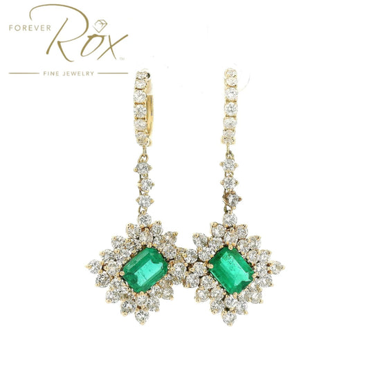 Custom Emerald & Diamond Dangles - Forever Rox