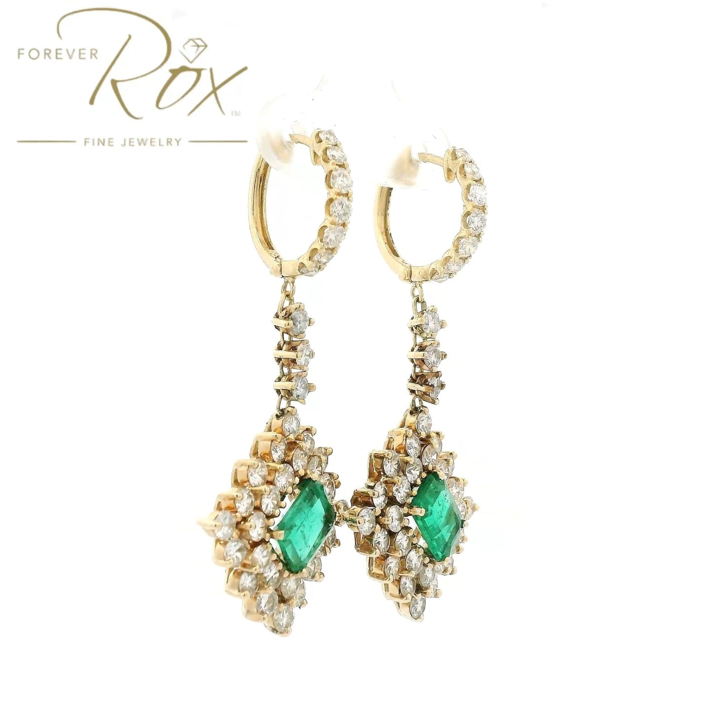 Custom Emerald & Diamond Dangles - Forever Rox