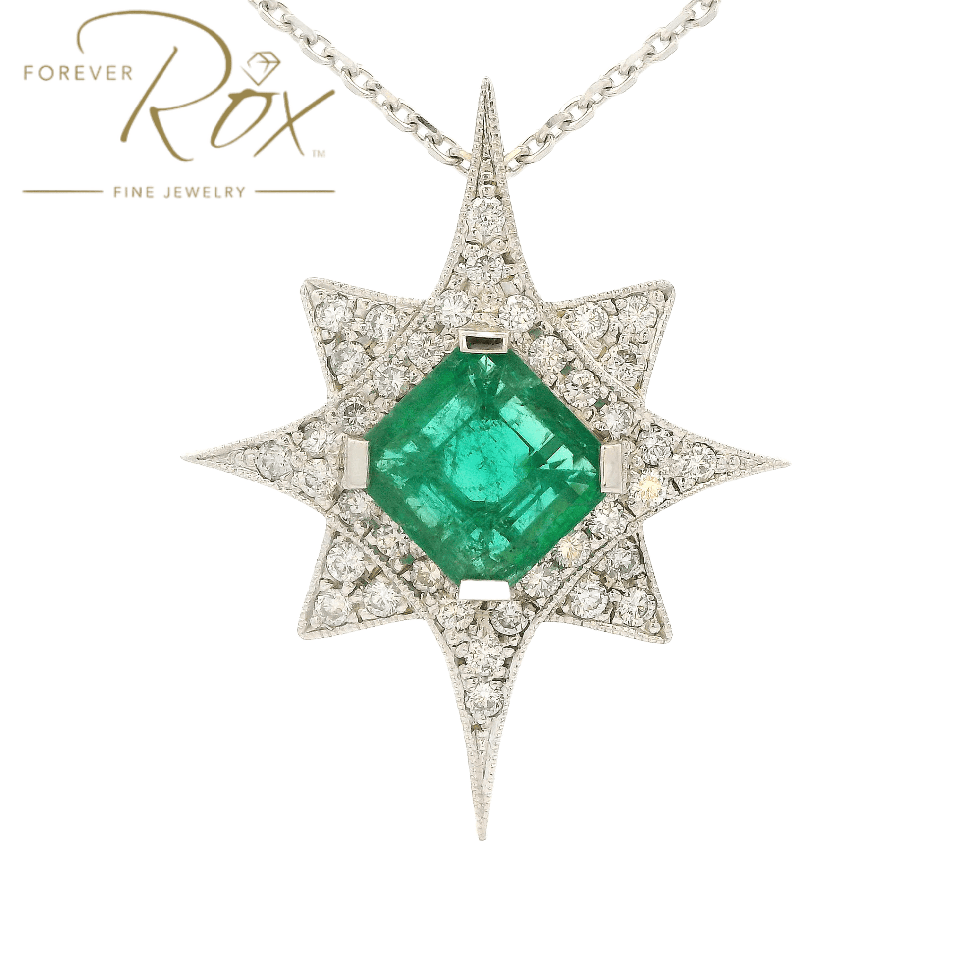 Custom Emerald & Diamond Star Pendant - Forever Rox