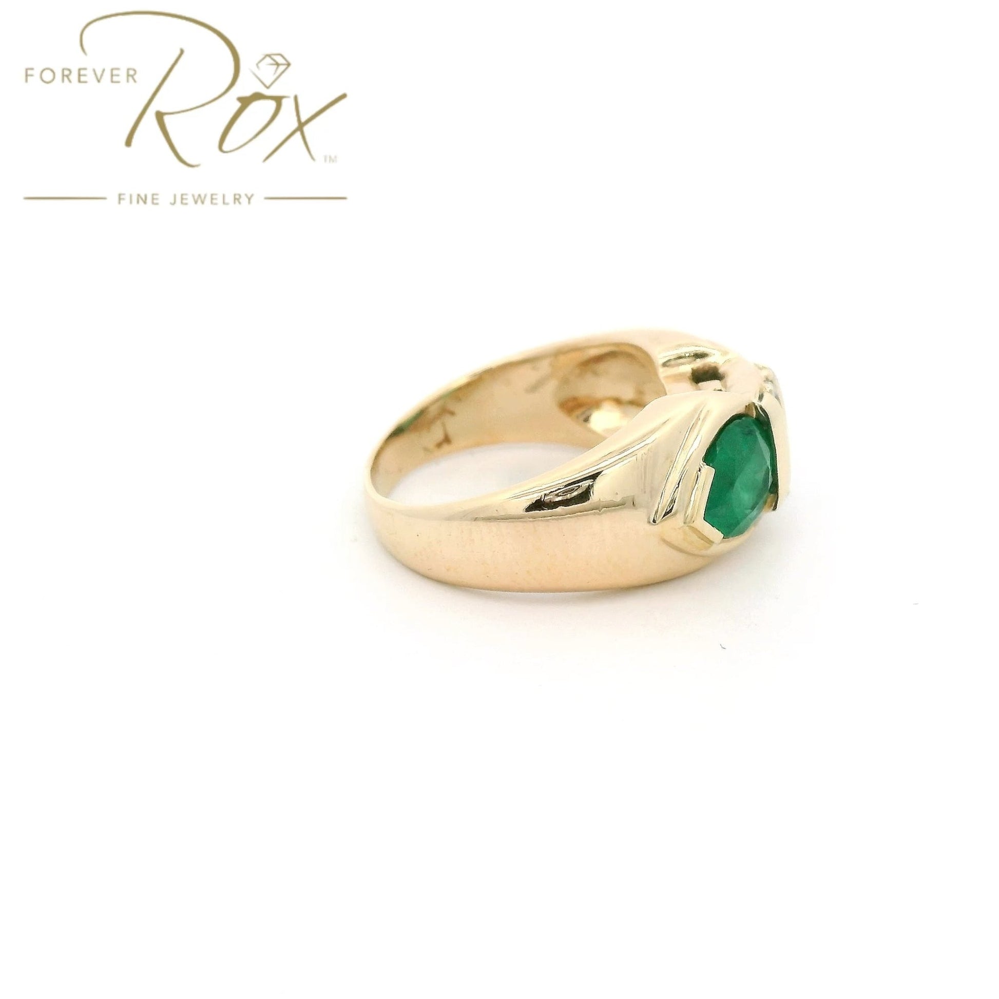 Custom Full Restoration Two Pear Cut Emerald & Two Round Cut Diamond Ring - Forever Rox Fine Jewelry