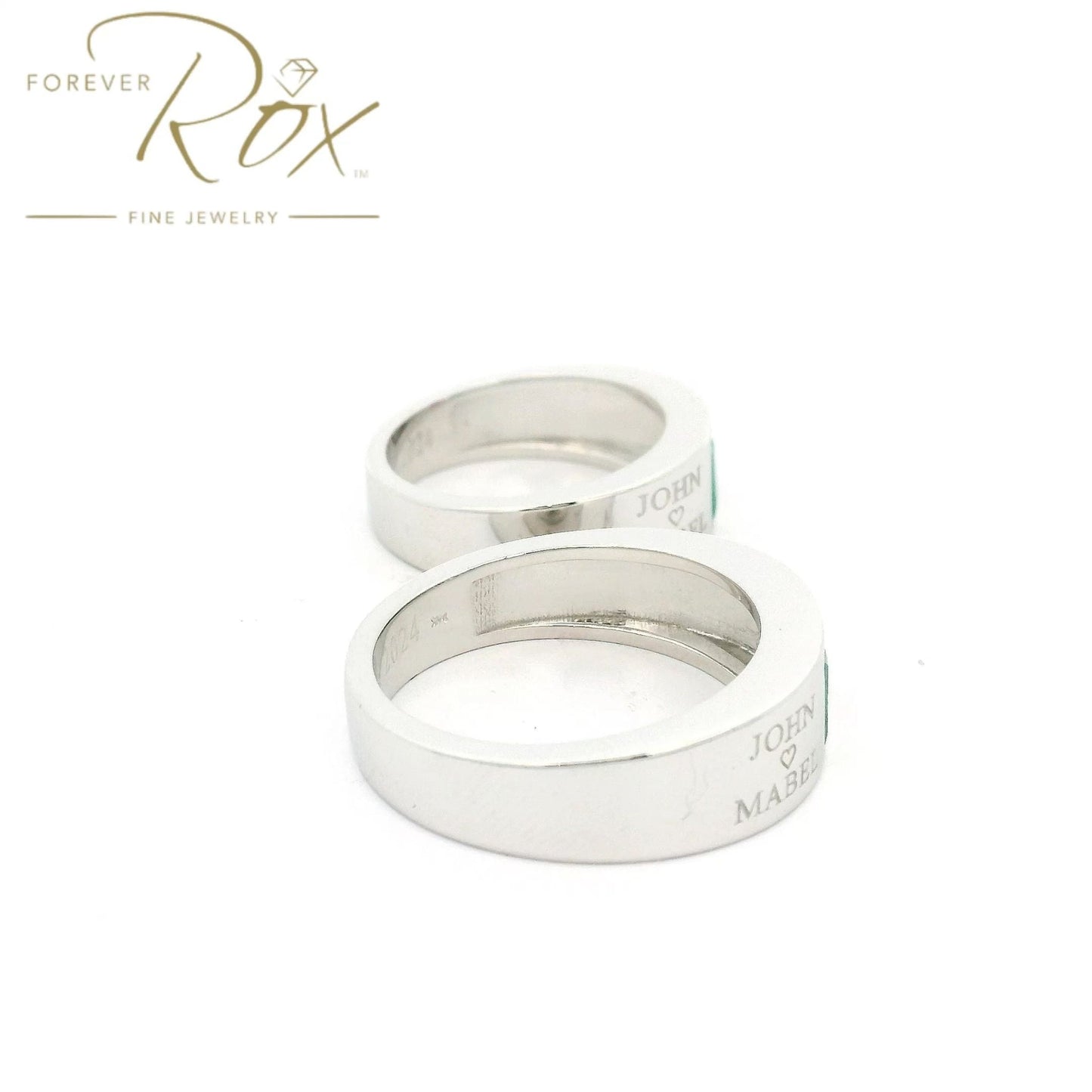 Custom Italian Flag Emerald, Diamond & Ruby Matching Rings - Forever Rox
