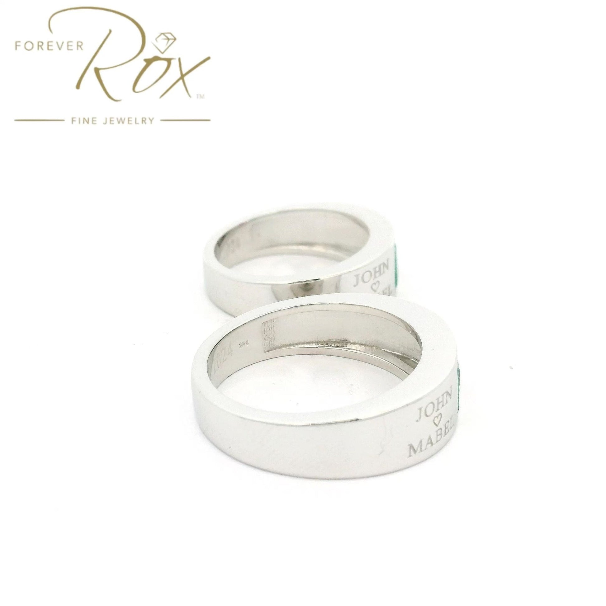 Custom Italian Flag Emerald, Diamond & Ruby Matching Rings - Forever Rox