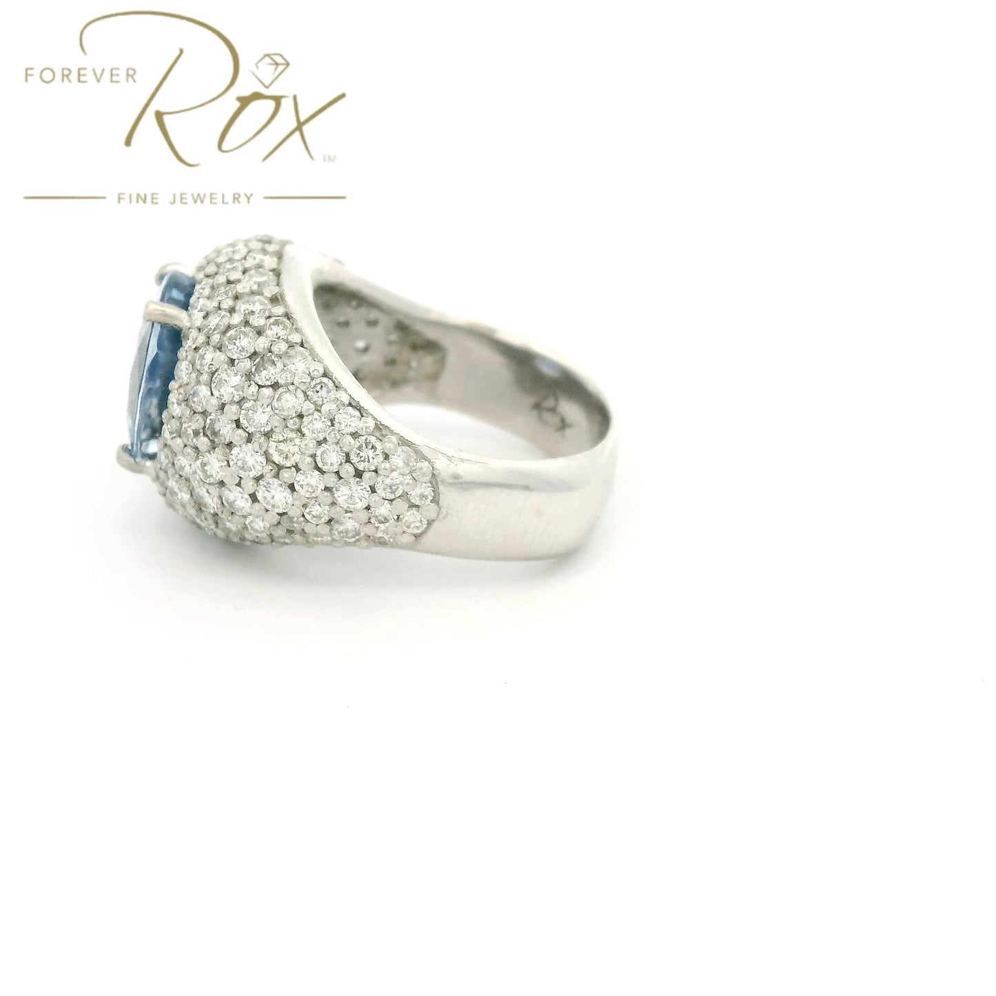 Custom Light Blue Oval Cut Ceylon Sapphire & Pavé Diamond Ring - Forever Rox Fine Jewelry