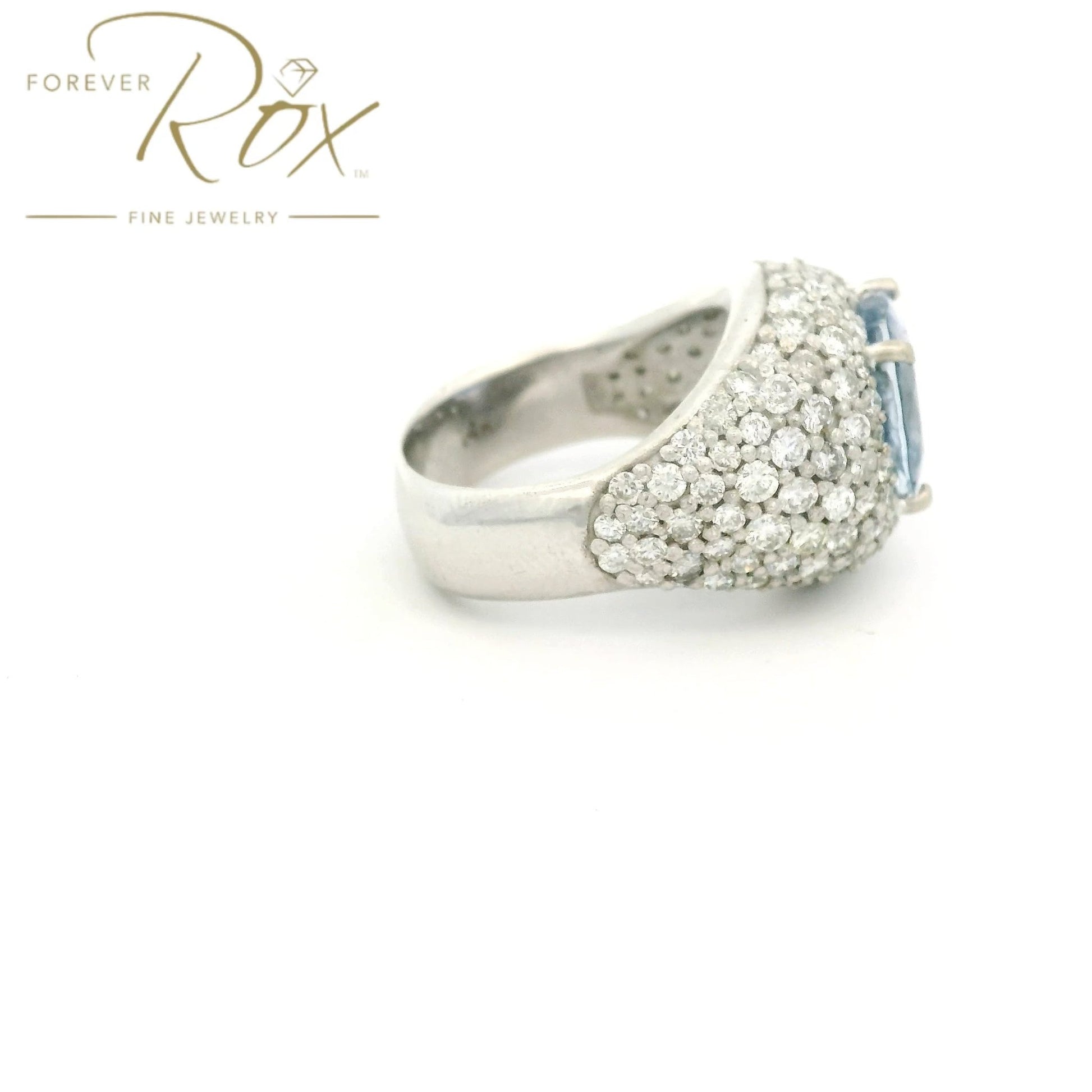 Custom Light Blue Oval Cut Ceylon Sapphire & Pavé Diamond Ring - Forever Rox Fine Jewelry