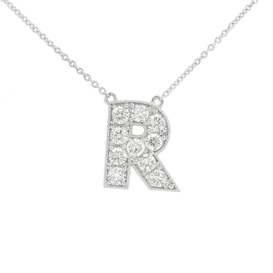 Custom Milgrain Diamond "R" Pendant - Forever Rox Fine Jewelry